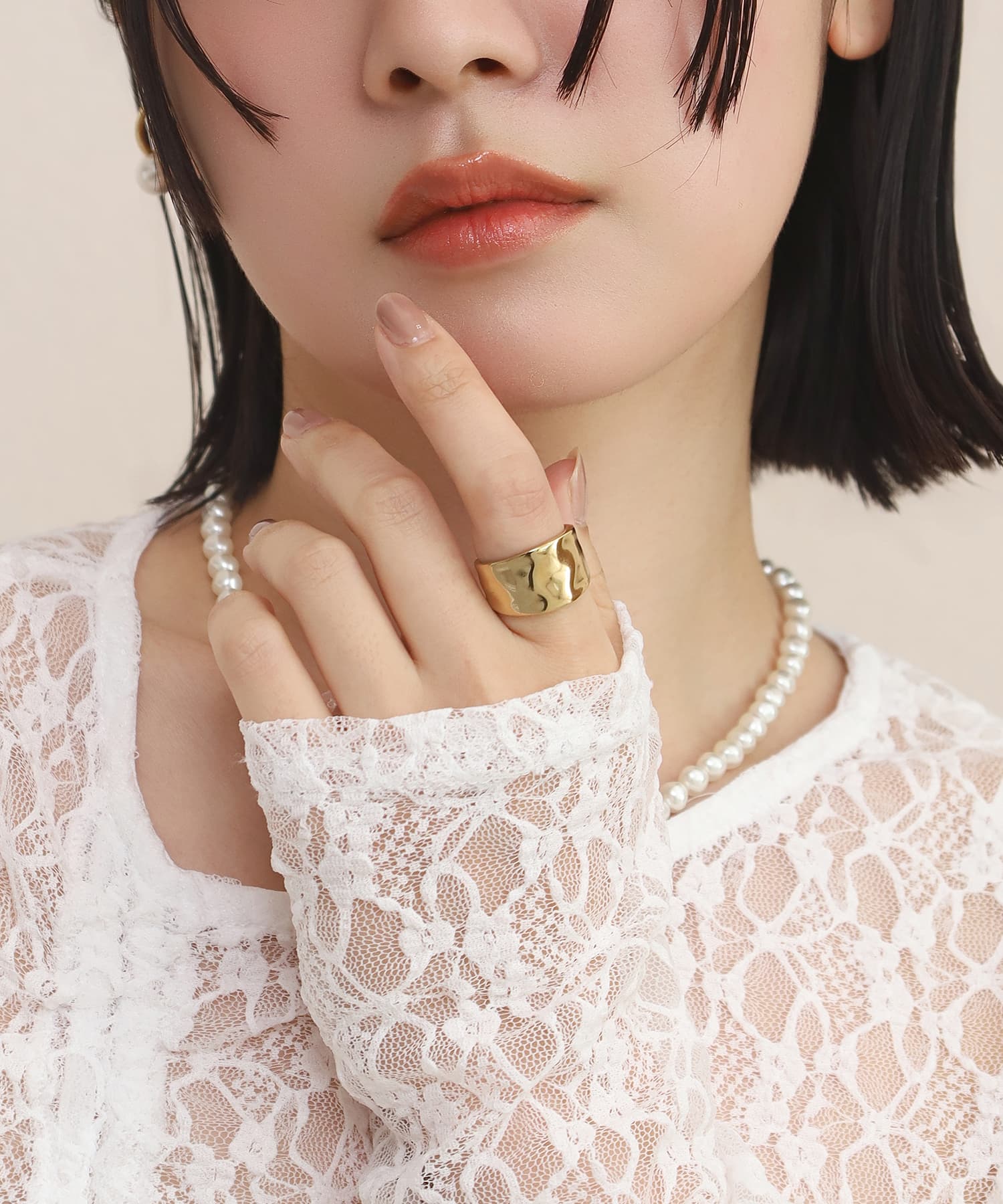 エルエイチエムイー LHME 【WEB限定】”Aqua”リング/サージカルステンレス（金属アレルギー対応） （ゴールド） ゴールド