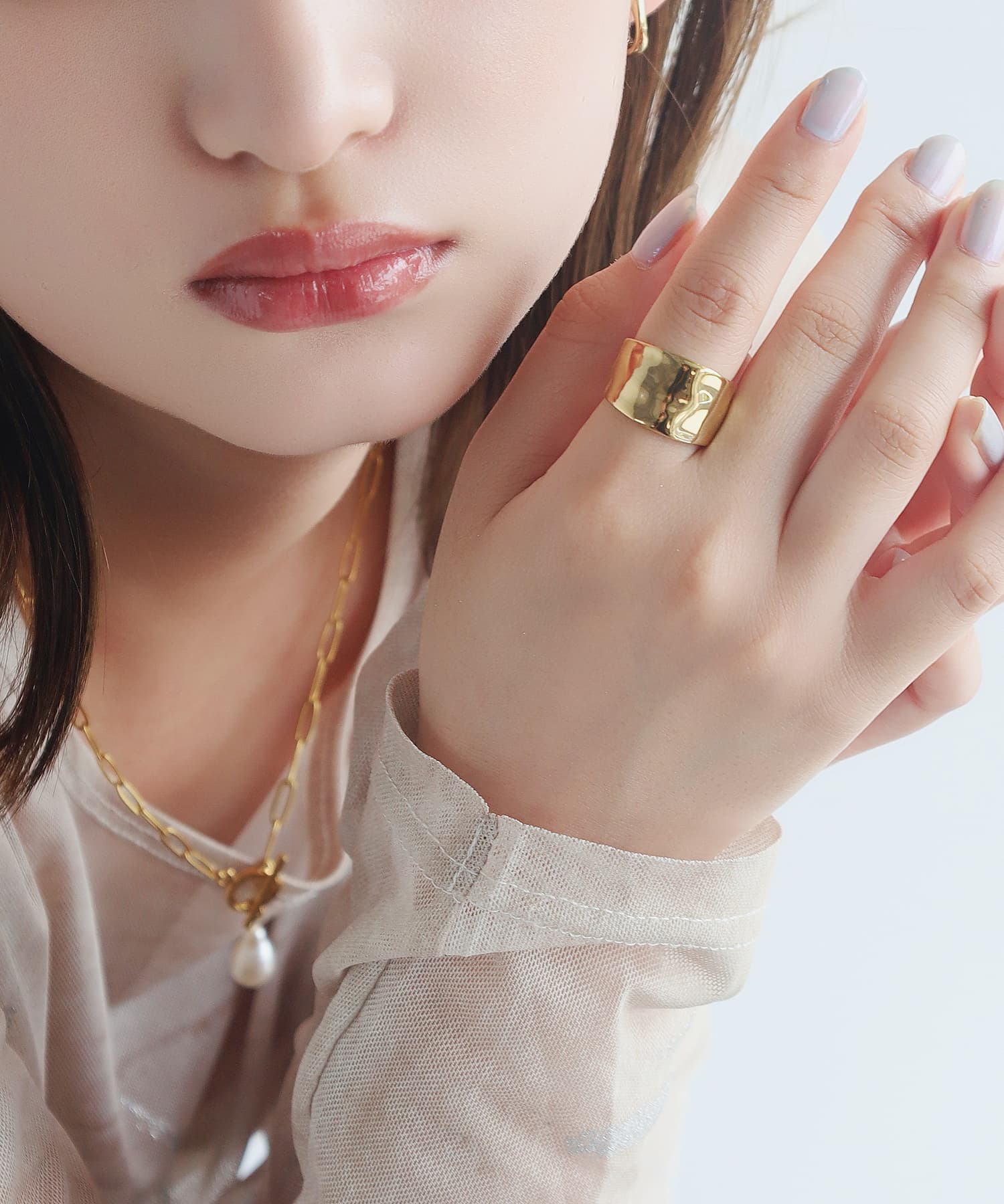 エルエイチエムイー LHME 【WEB限定】”Aqua”リング/サージカルステンレス（金属アレルギー対応） （ゴールド） ゴールド