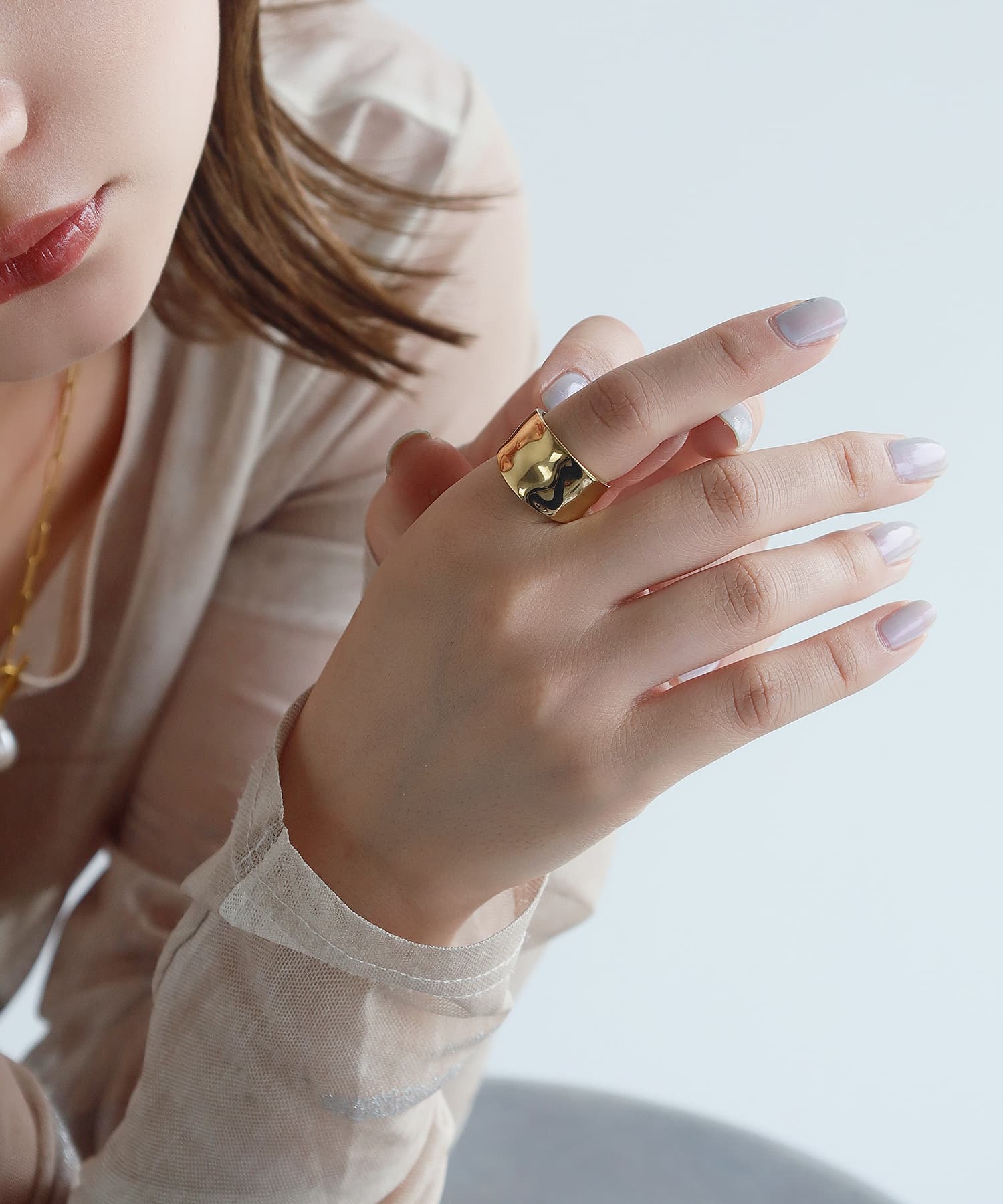 エルエイチエムイー LHME 【WEB限定】”Aqua”リング/サージカルステンレス（金属アレルギー対応） （ゴールド） ゴールド