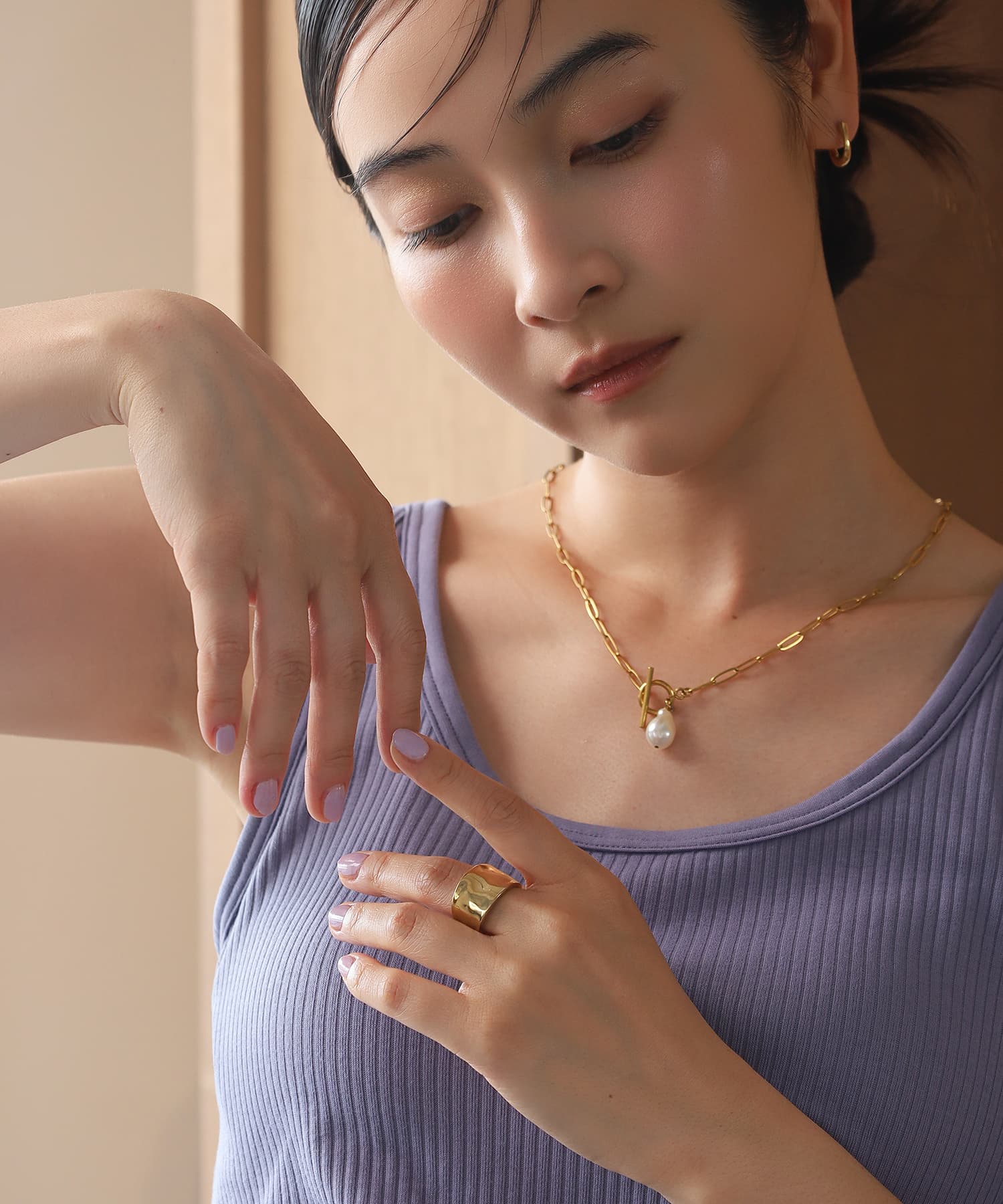 エルエイチエムイー LHME 【WEB限定】”Aqua”リング/サージカルステンレス（金属アレルギー対応） （ゴールド） ゴールド