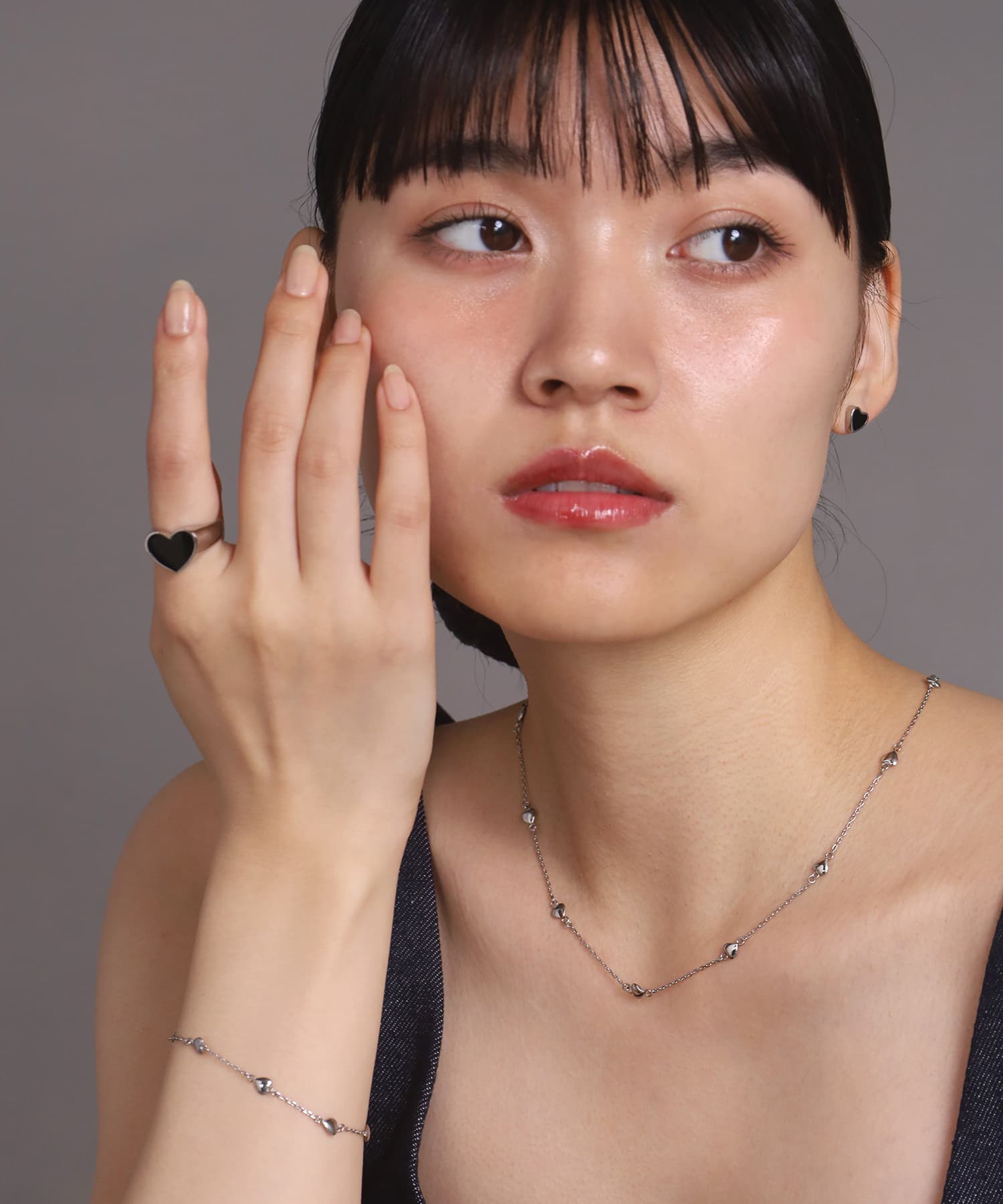 エルエイチエムイー LHME 【WEB限定】“Moment”ハートリング/ブラック/サージカルステンレス（金属アレルギー対応） （シルバー） シルバー