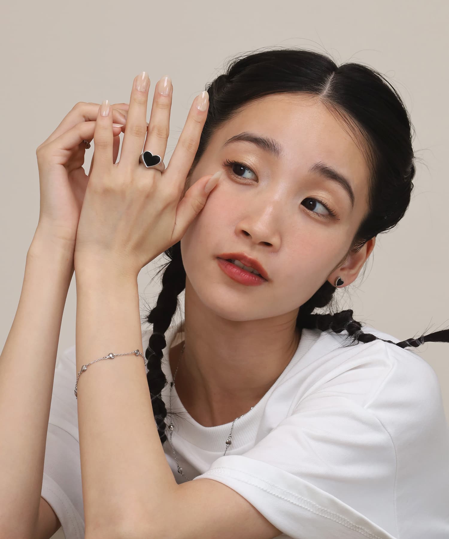 エルエイチエムイー LHME 【WEB限定】“Moment”ハートリング/ブラック/サージカルステンレス（金属アレルギー対応） （シルバー） シルバー
