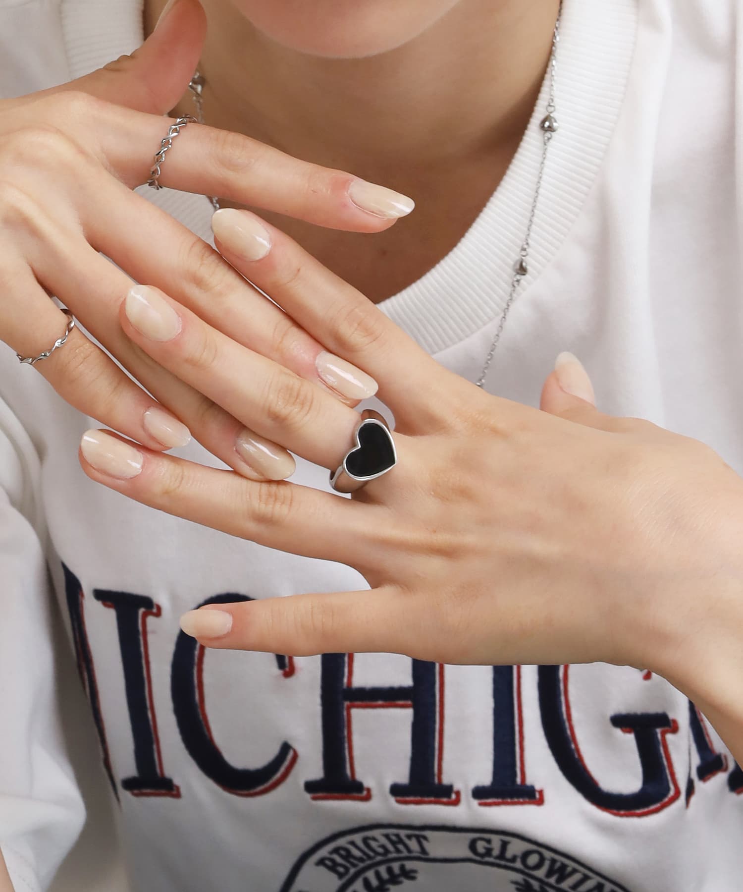 エルエイチエムイー LHME 【WEB限定】“Moment”ハートリング/ブラック/サージカルステンレス（金属アレルギー対応） （シルバー） シルバー