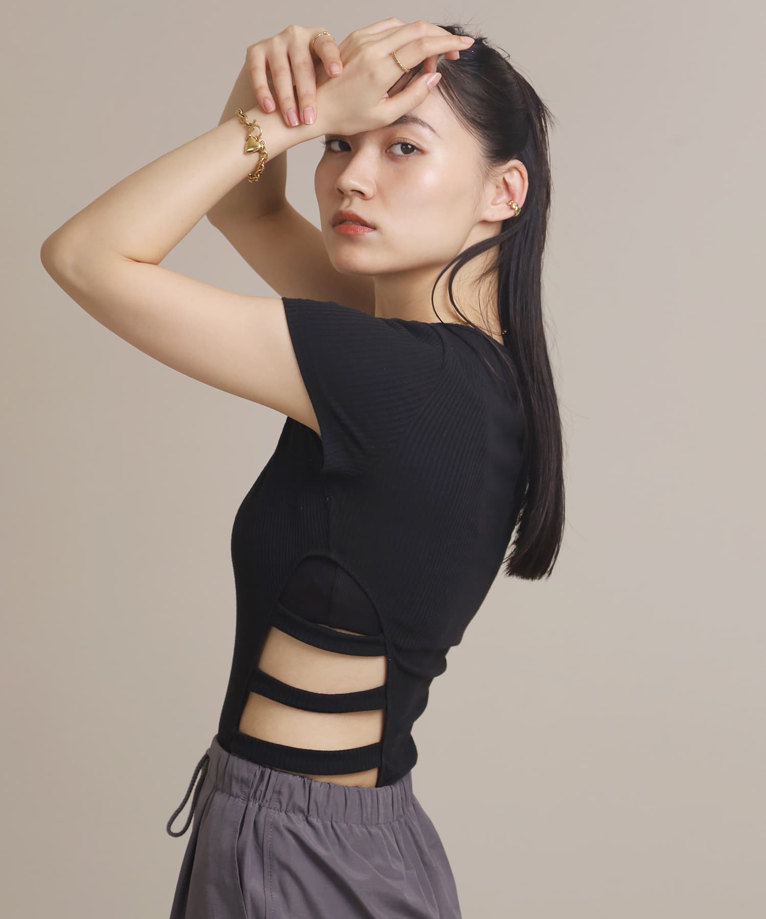エルエイチエムイー LHME 【WEB限定】“Moment”ハートエタニティイヤーカフ/サージカルステンレス（金属アレルギー対応） （ゴールド） ゴールド