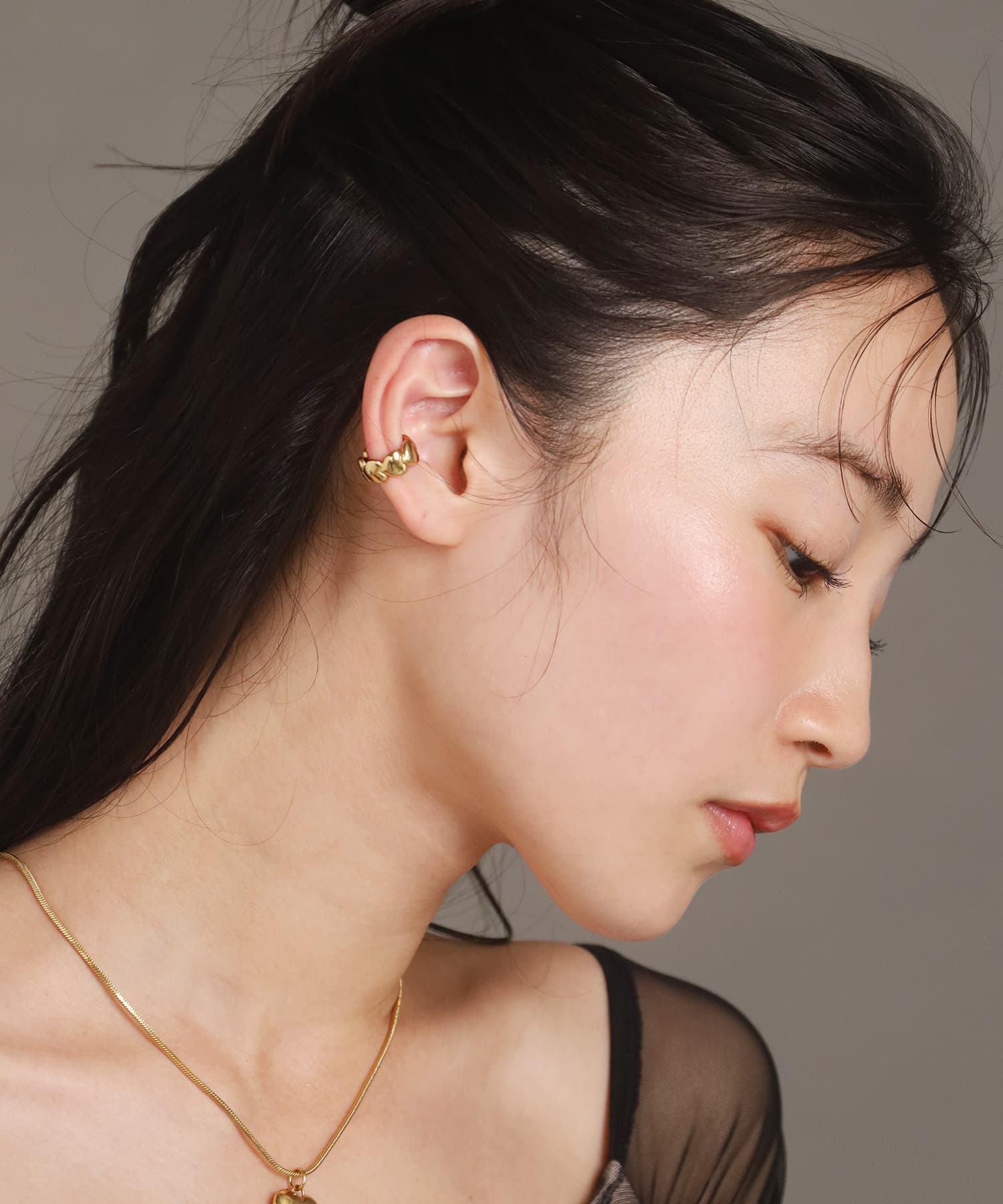 エルエイチエムイー LHME 【WEB限定】“Moment”ハートエタニティイヤーカフ/サージカルステンレス（金属アレルギー対応） （ゴールド） ゴールド