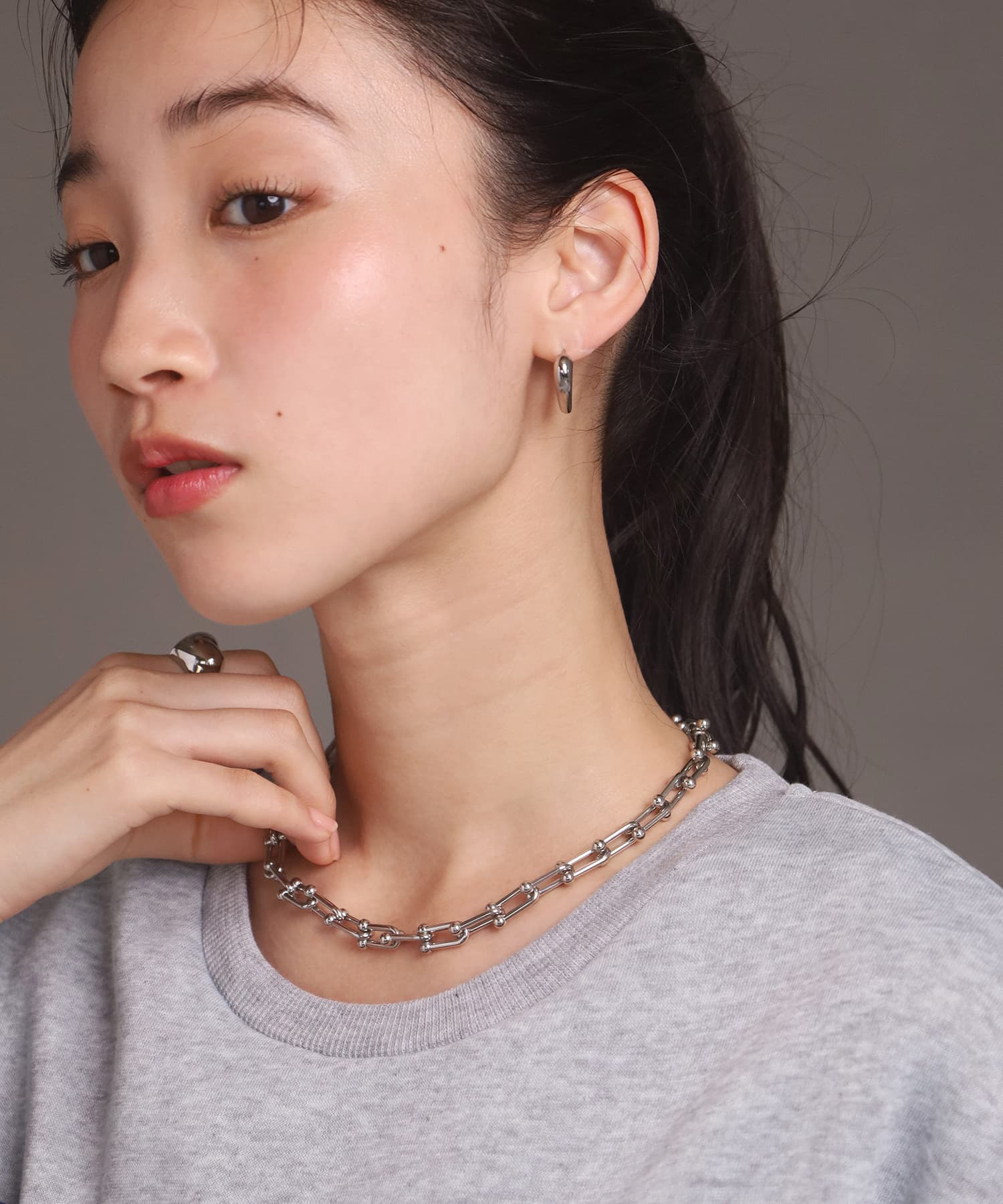 エルエイチエムイー LHME “Moment”リンクホースシューチェーンネックレス/サージカルステンレス316L（金属アレルギー対応） （シルバー） シルバー