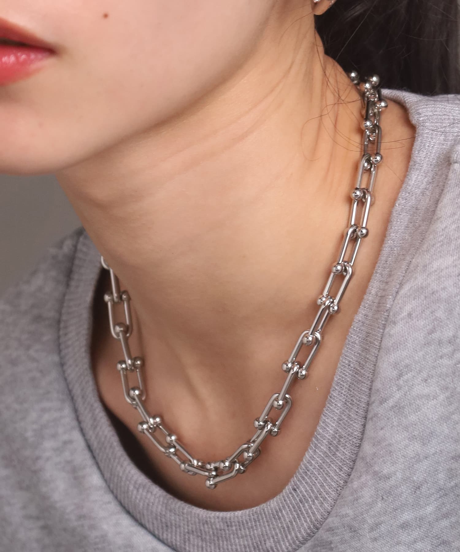 エルエイチエムイー LHME “Moment”リンクホースシューチェーンネックレス/サージカルステンレス316L（金属アレルギー対応） （シルバー） シルバー