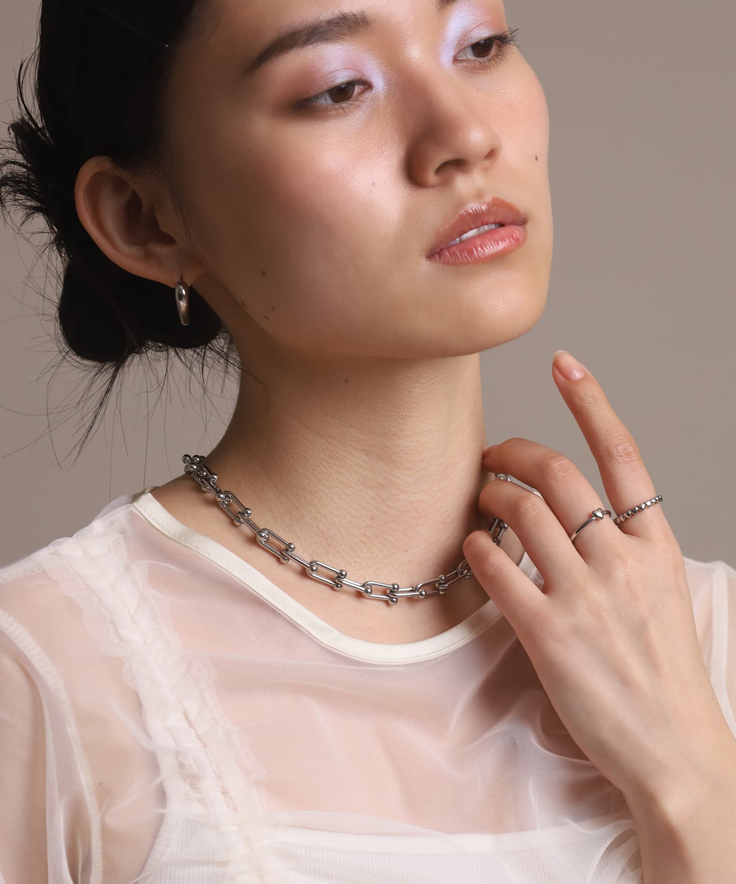 エルエイチエムイー LHME “Moment”リンクホースシューチェーンネックレス/サージカルステンレス316L（金属アレルギー対応） （シルバー） シルバー