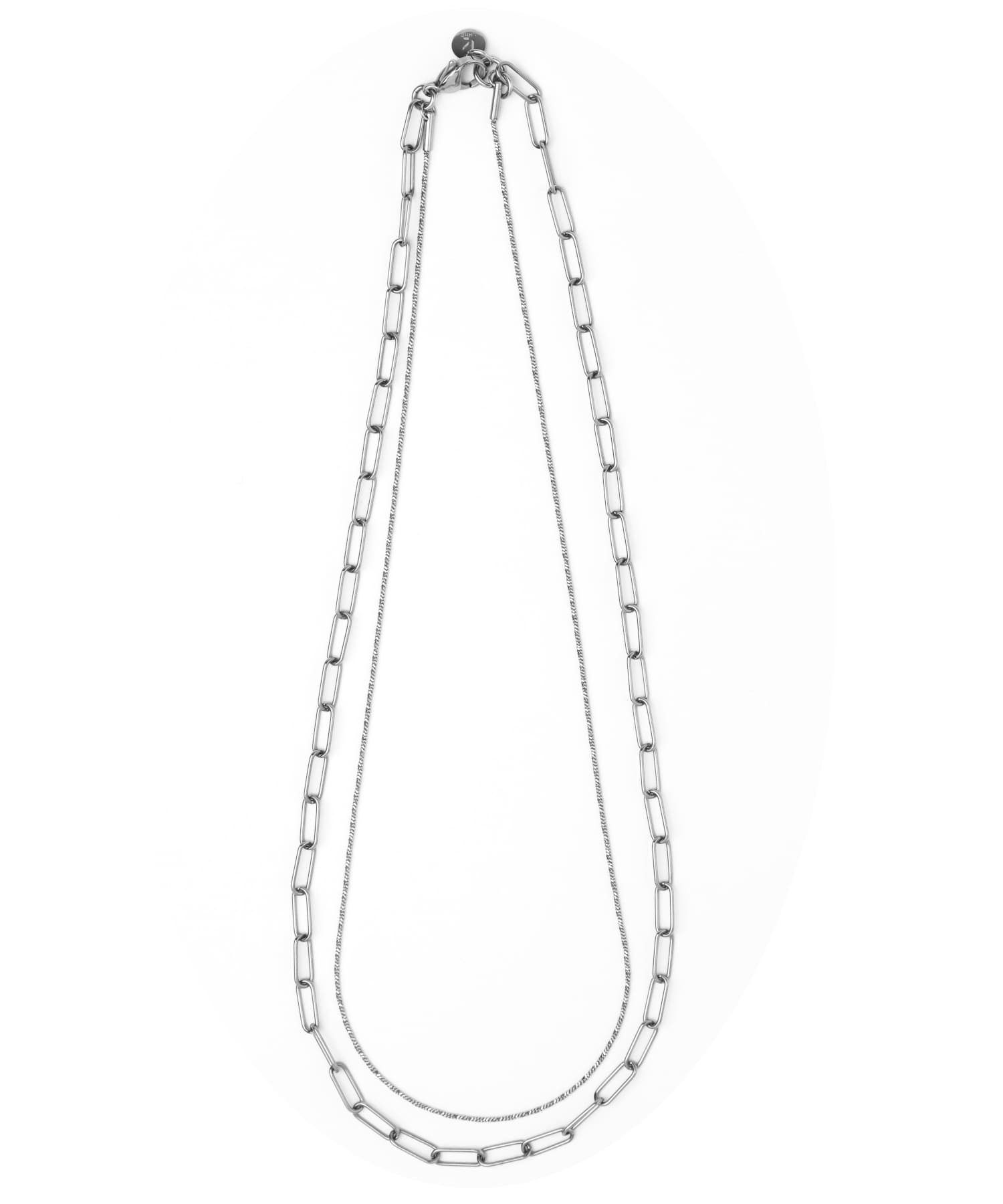 エルエイチエムイー LHME 【WEB限定】“Moment”2連チェーンネックレス/オーバル×スクリュー/サージカルステンレス（金属アレルギー対応） （シルバー） シルバー