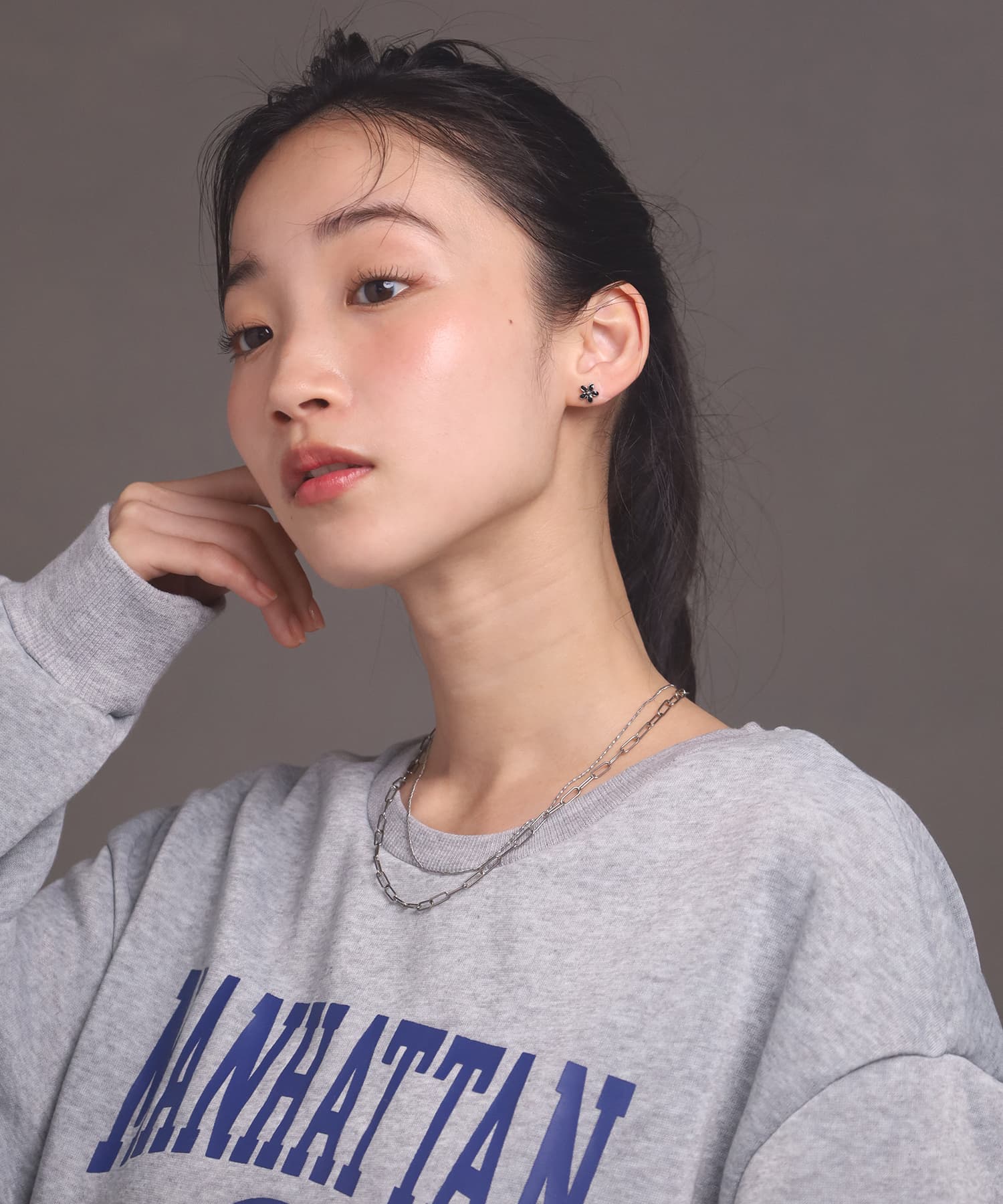 エルエイチエムイー LHME 【WEB限定】“Moment”2連チェーンネックレス/オーバル×スクリュー/サージカルステンレス（金属アレルギー対応） （シルバー） シルバー