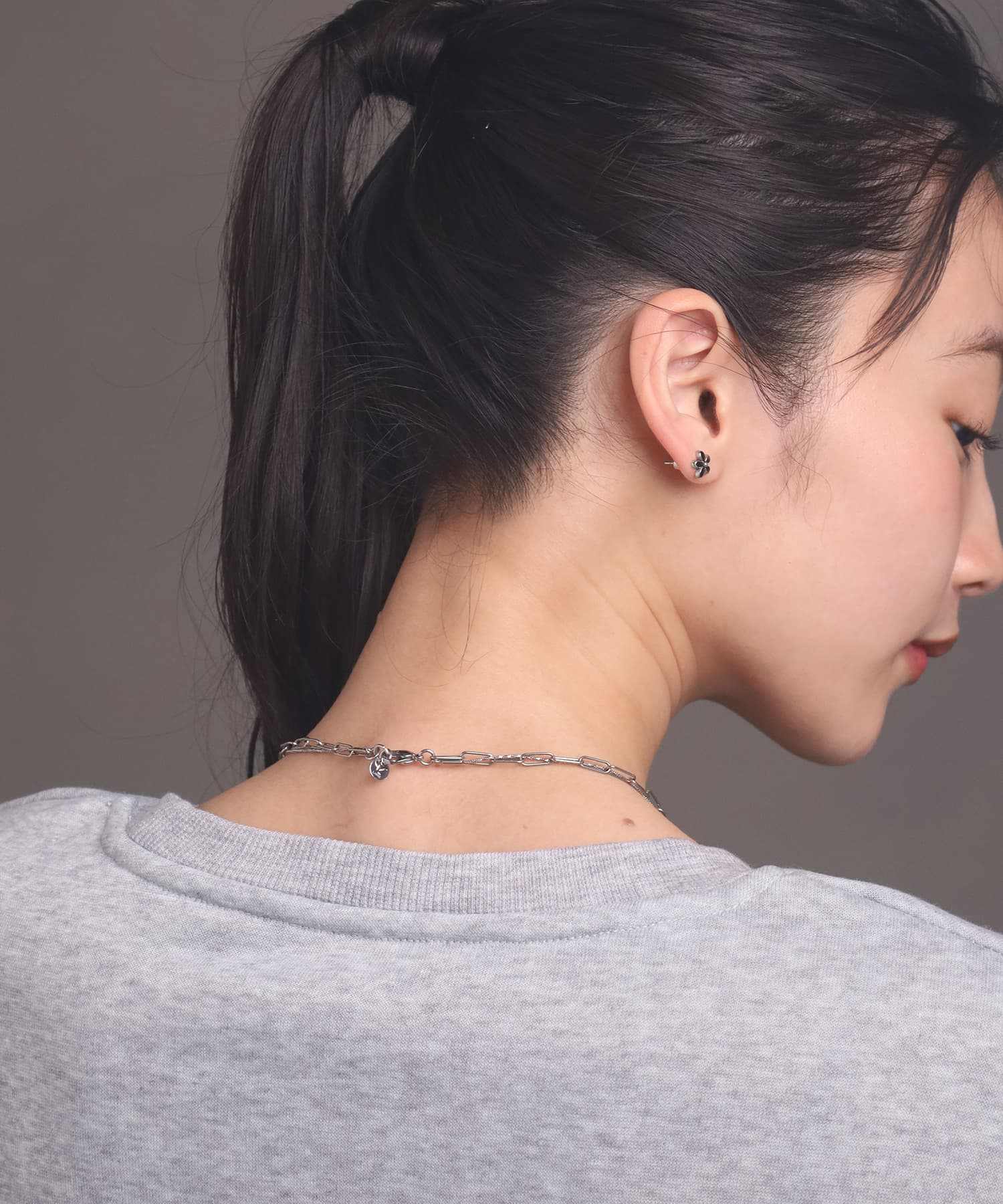 エルエイチエムイー LHME 【WEB限定】“Moment”2連チェーンネックレス/オーバル×スクリュー/サージカルステンレス（金属アレルギー対応） （シルバー） シルバー