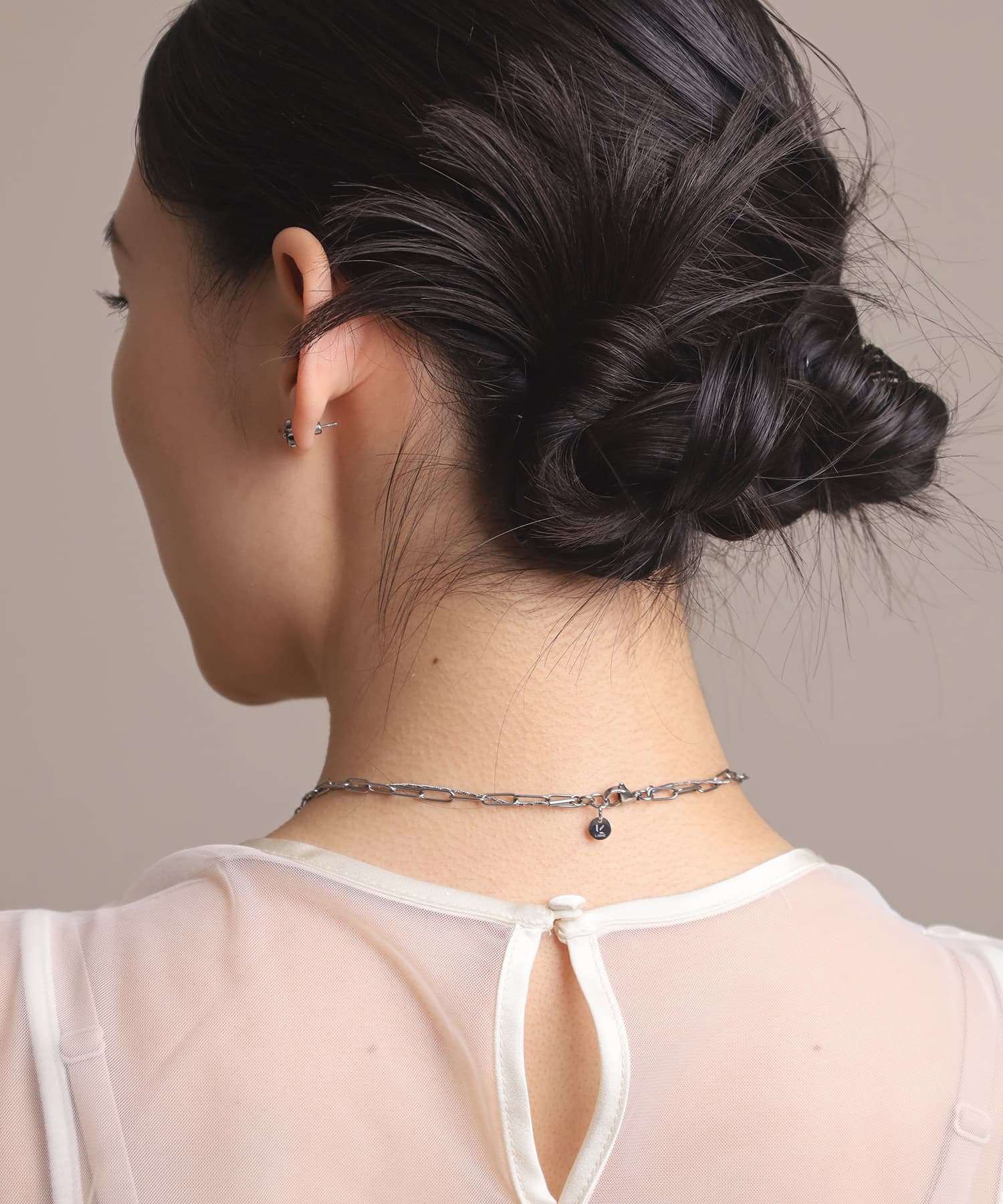 エルエイチエムイー LHME 【WEB限定】“Moment”2連チェーンネックレス/オーバル×スクリュー/サージカルステンレス（金属アレルギー対応） （シルバー） シルバー
