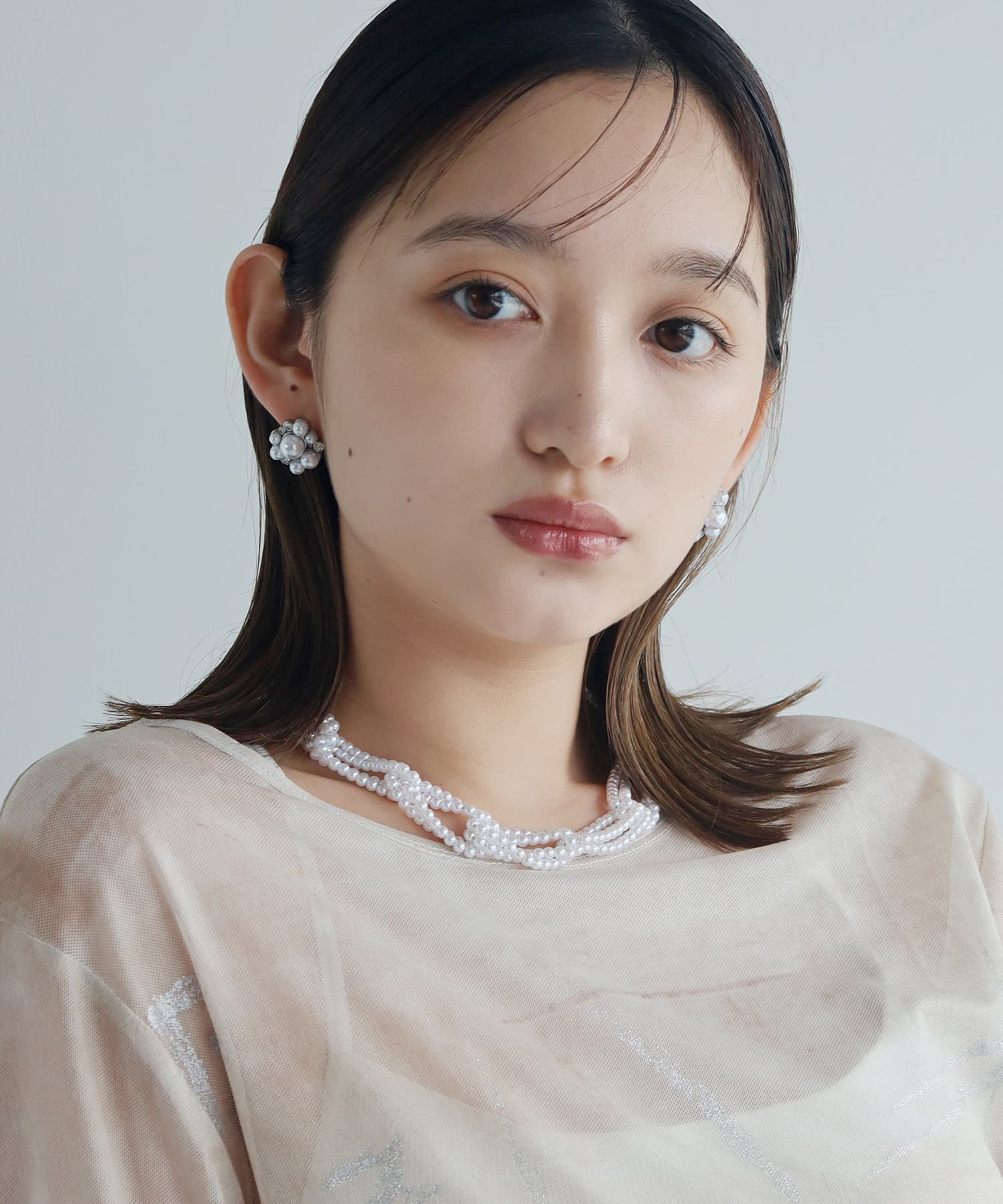 エルエイチエムイー LHME 【WEB限定】“MELLOW”パールビジューピアス/サージカルステンレス（金属アレルギー対応） （シルバー） シルバー