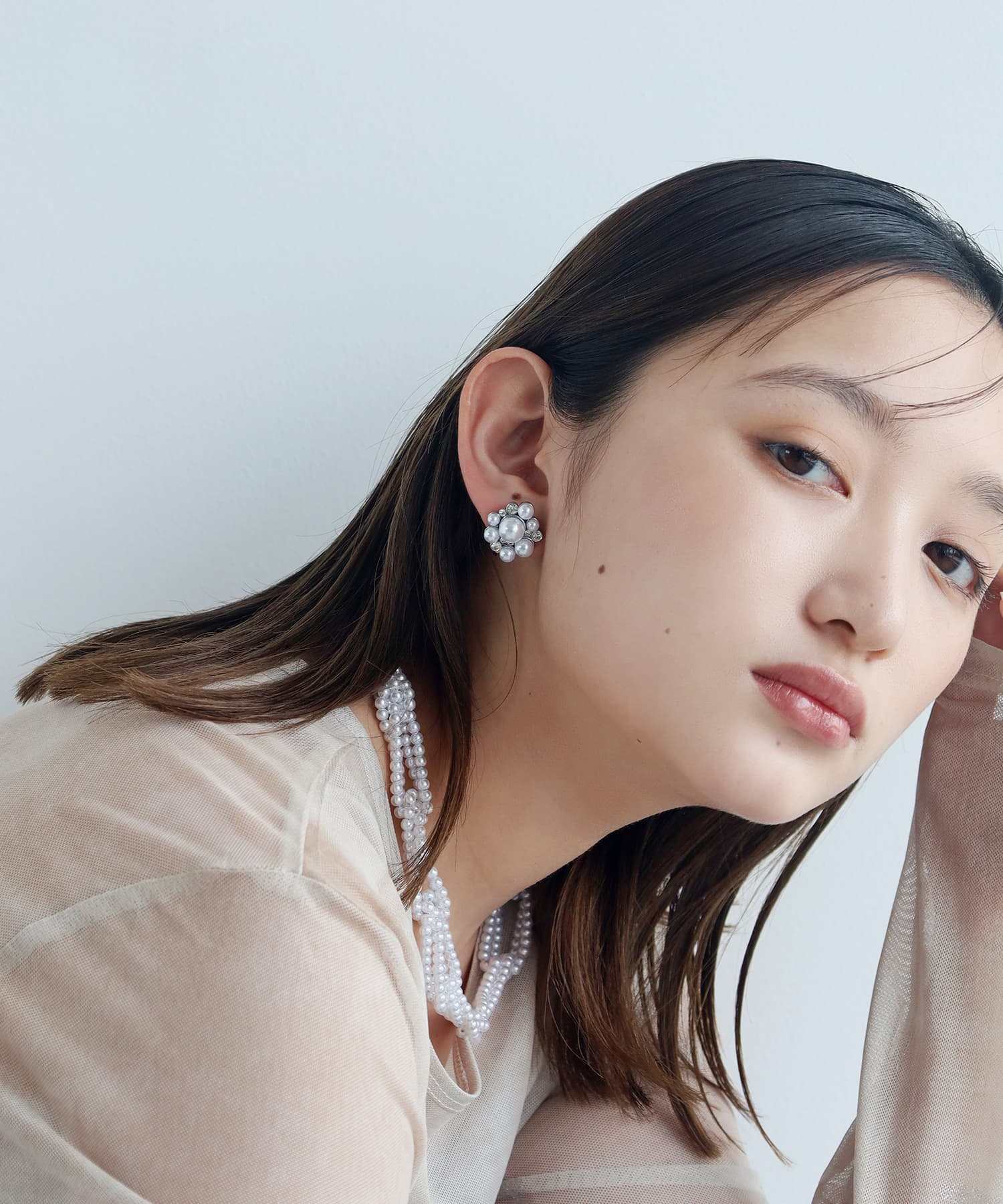 エルエイチエムイー LHME 【WEB限定】“MELLOW”パールビジューピアス/サージカルステンレス（金属アレルギー対応） （シルバー） シルバー