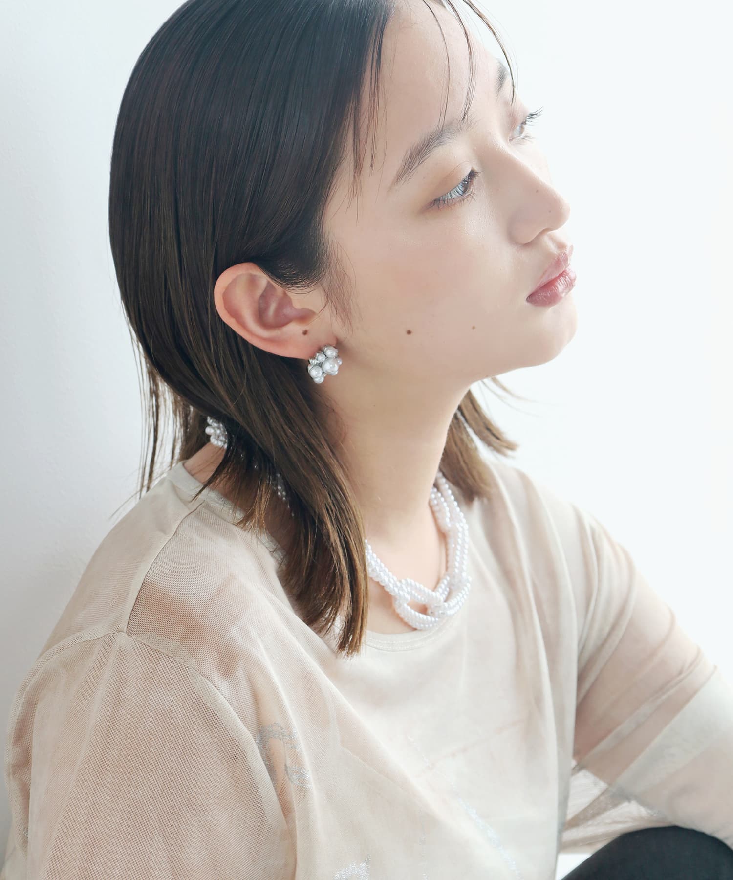 エルエイチエムイー LHME 【WEB限定】“MELLOW”パールビジューピアス/サージカルステンレス（金属アレルギー対応） （シルバー） シルバー