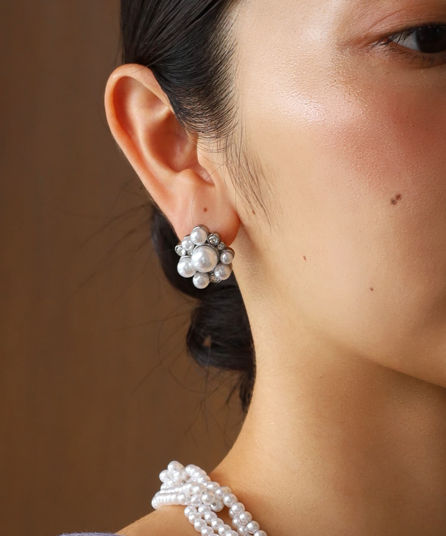 エルエイチエムイー LHME 【WEB限定】“MELLOW”パールビジューピアス/サージカルステンレス（金属アレルギー対応） （シルバー） シルバー