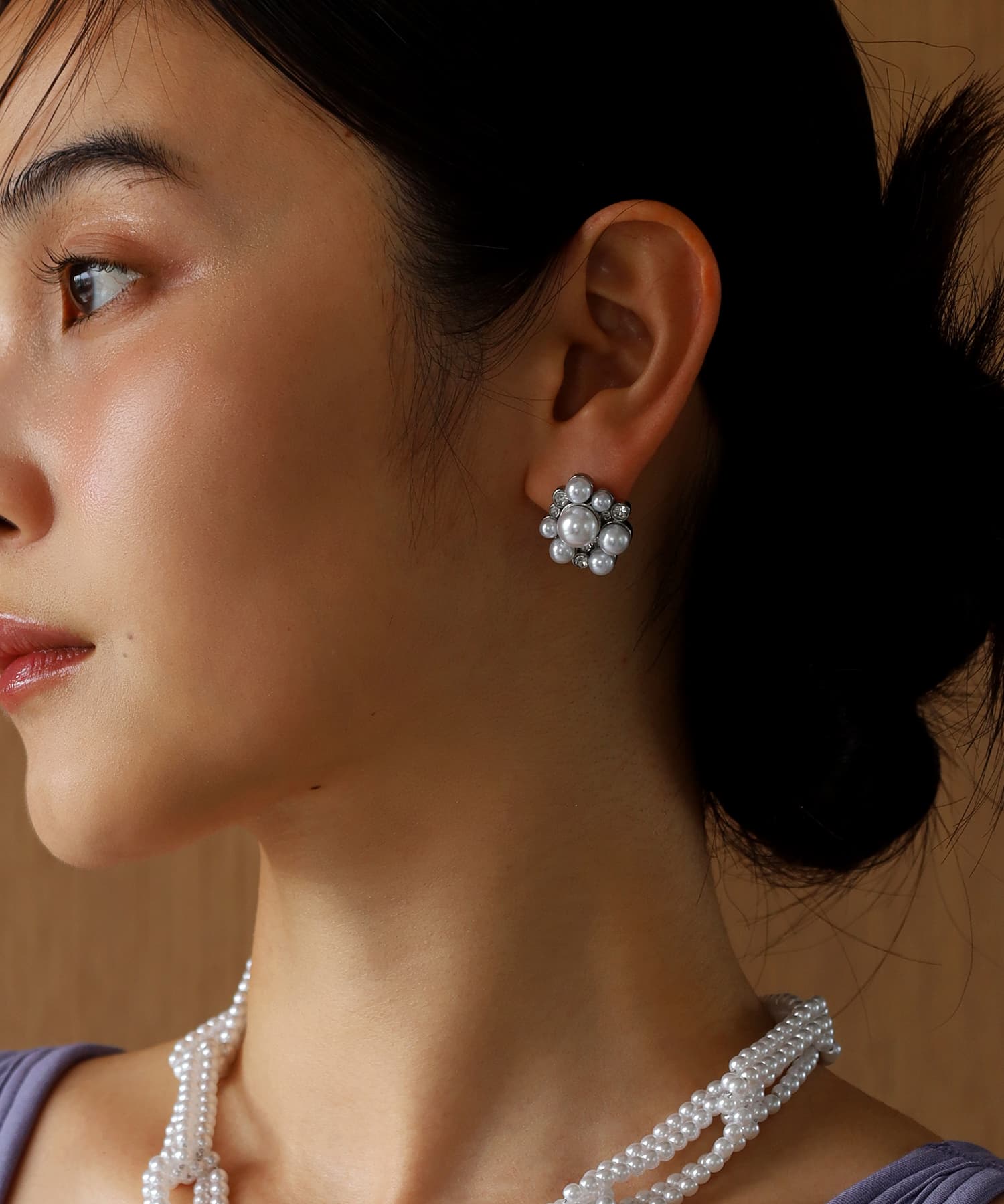 エルエイチエムイー LHME 【WEB限定】“MELLOW”パールビジューピアス/サージカルステンレス（金属アレルギー対応） （シルバー） シルバー