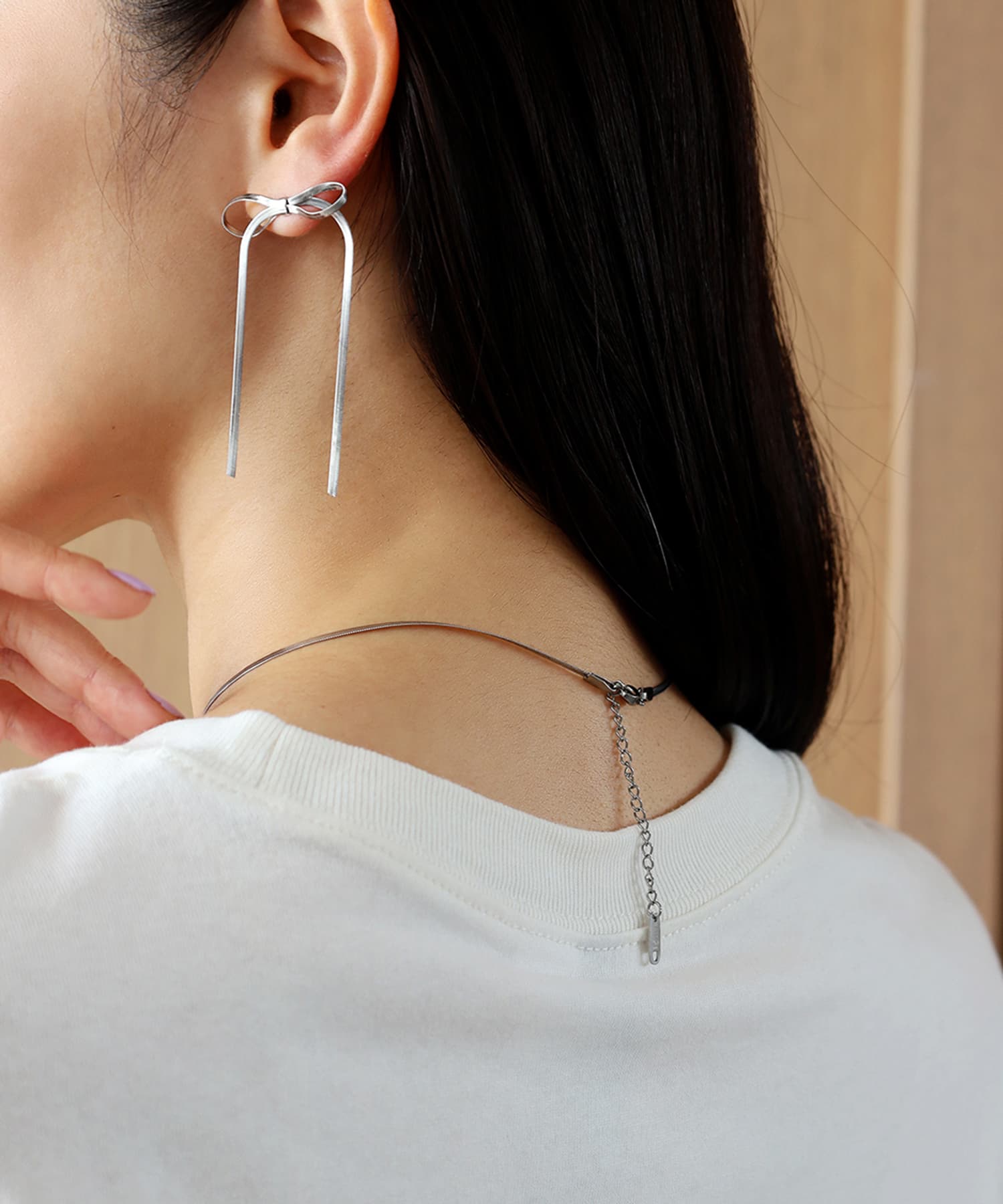 エルエイチエムイー LHME 【WEB限定】“Moment”ベネチアンリボンネックレス/ステンレススティール （シルバー） シルバー