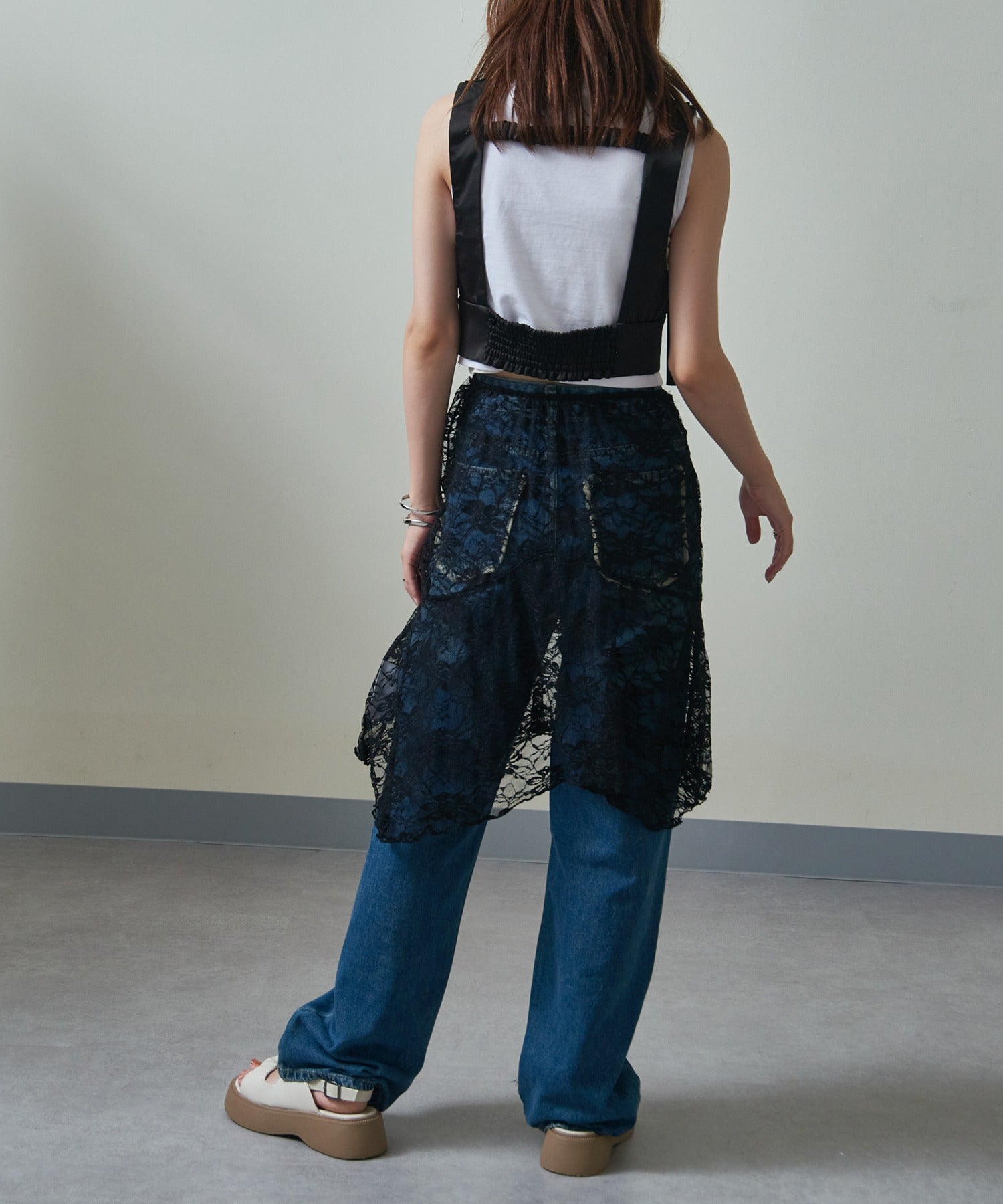 メゾンブリーズ MAISON BREEZE 【MAISON BREEZE】レースアシメレースレイヤードエプロンスカート SCCH565