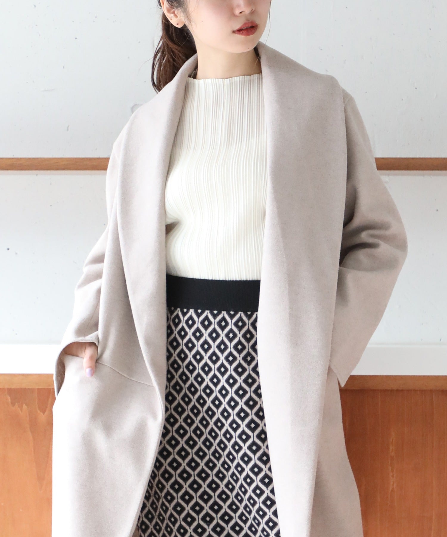メゾンブリーズ MAISON BREEZE 【谷まりあさん着用◎SWEET掲載品商品】【MAISON BREEZE】アウター コート ガウンコート 無地 ロング丈 オーバーシルエット リバーライク
