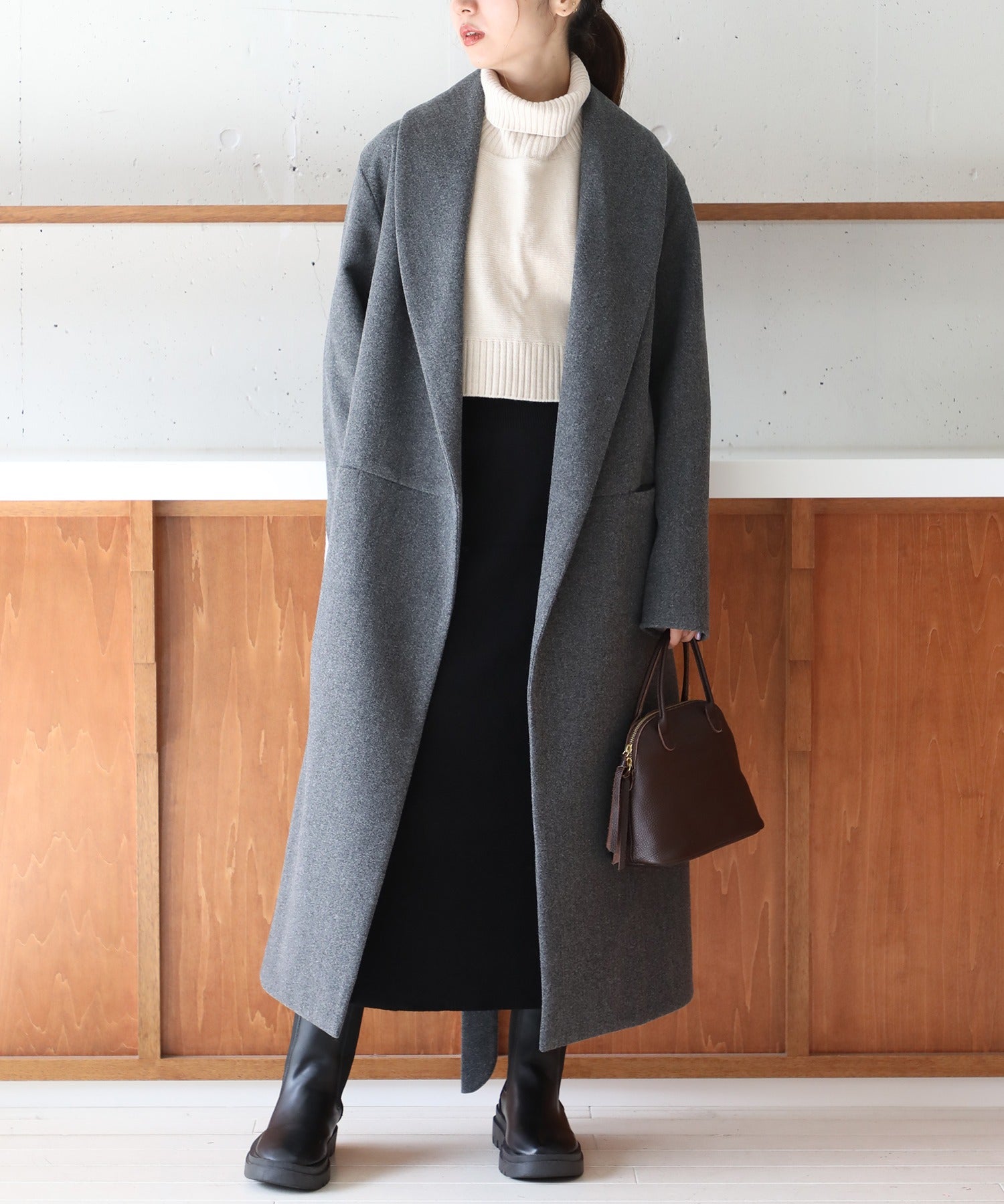 メゾンブリーズ MAISON BREEZE 【谷まりあさん着用◎SWEET掲載品商品】【MAISON BREEZE】アウター コート ガウンコート 無地 ロング丈 オーバーシルエット リバーライク