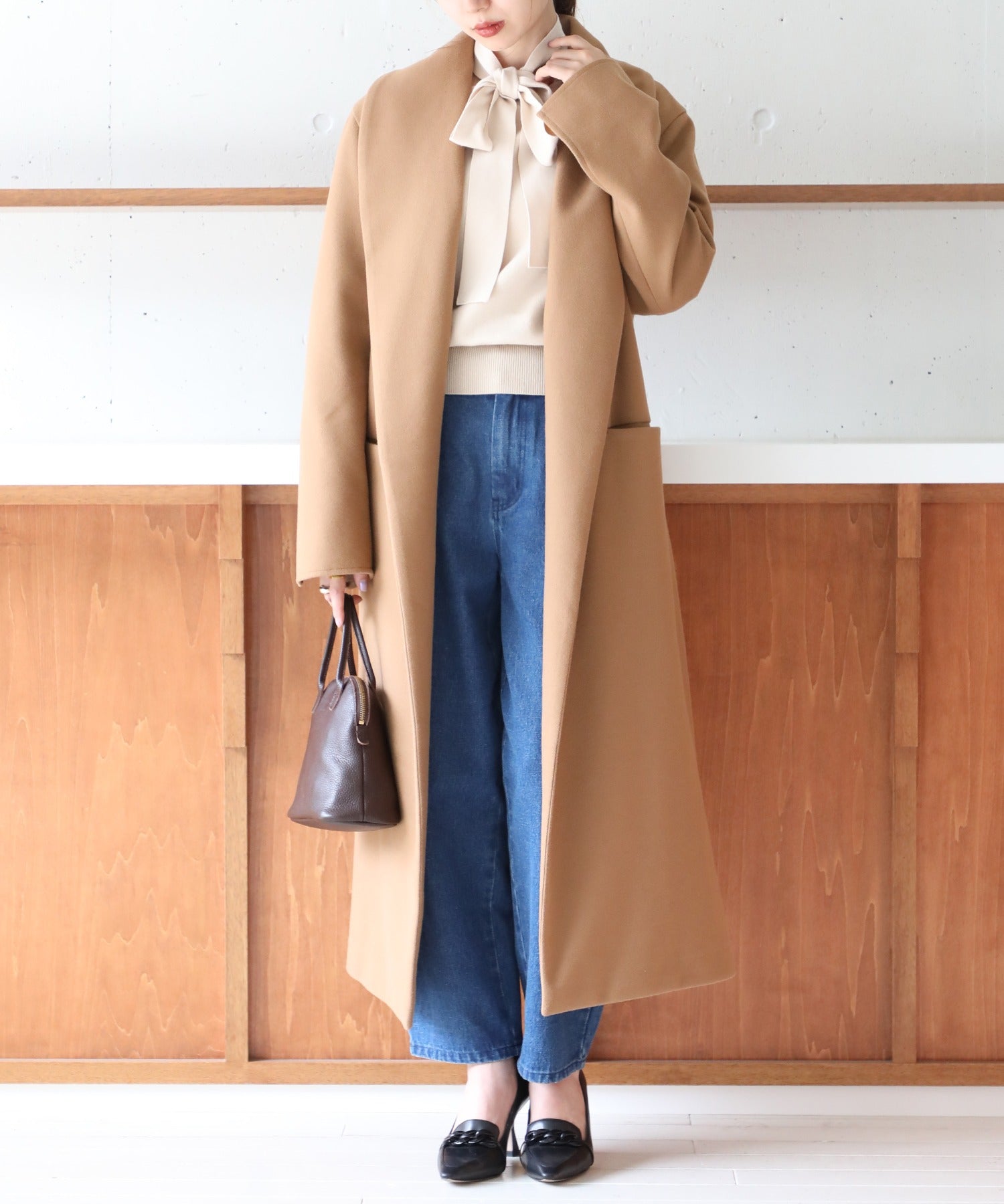 メゾンブリーズ MAISON BREEZE 【谷まりあさん着用◎SWEET掲載品商品】【MAISON BREEZE】アウター コート ガウンコート 無地 ロング丈 オーバーシルエット リバーライク