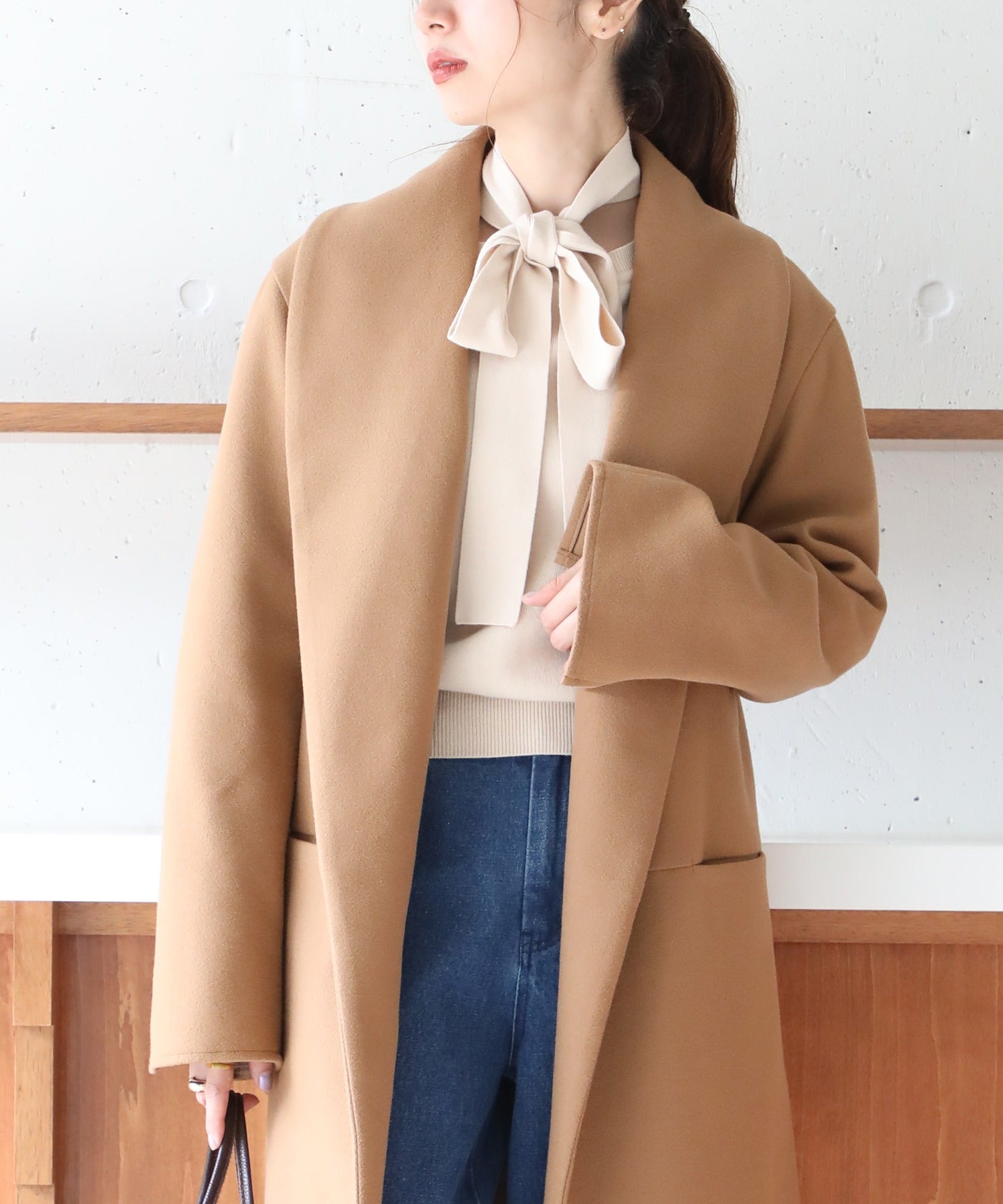 メゾンブリーズ MAISON BREEZE 【谷まりあさん着用◎SWEET掲載品商品】【MAISON BREEZE】アウター コート ガウンコート 無地 ロング丈 オーバーシルエット リバーライク