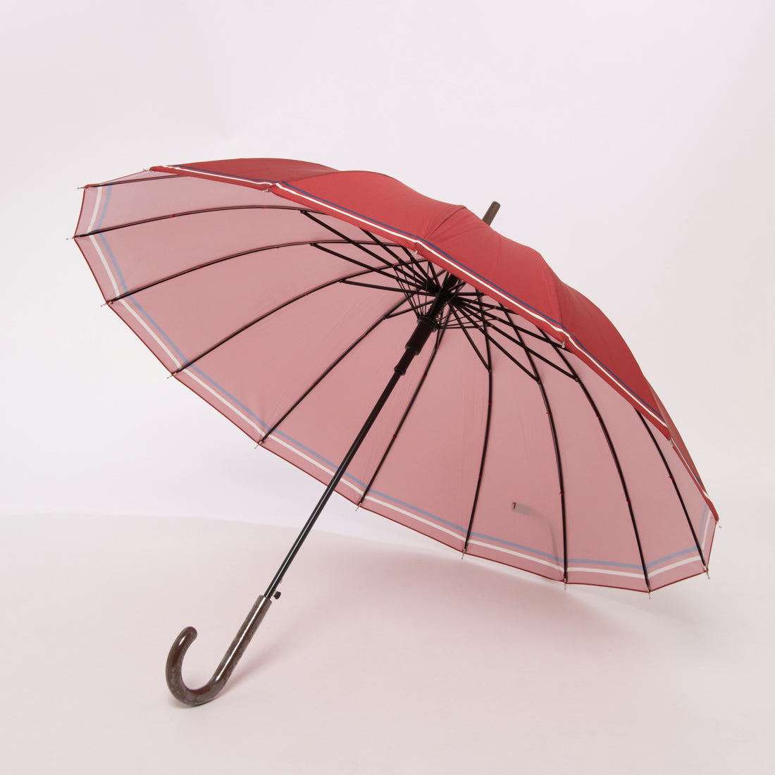 メゾンブリーズ MAISON BREEZE 55cm 16本骨傘 2線ボーダー柄 （レッド） レッド