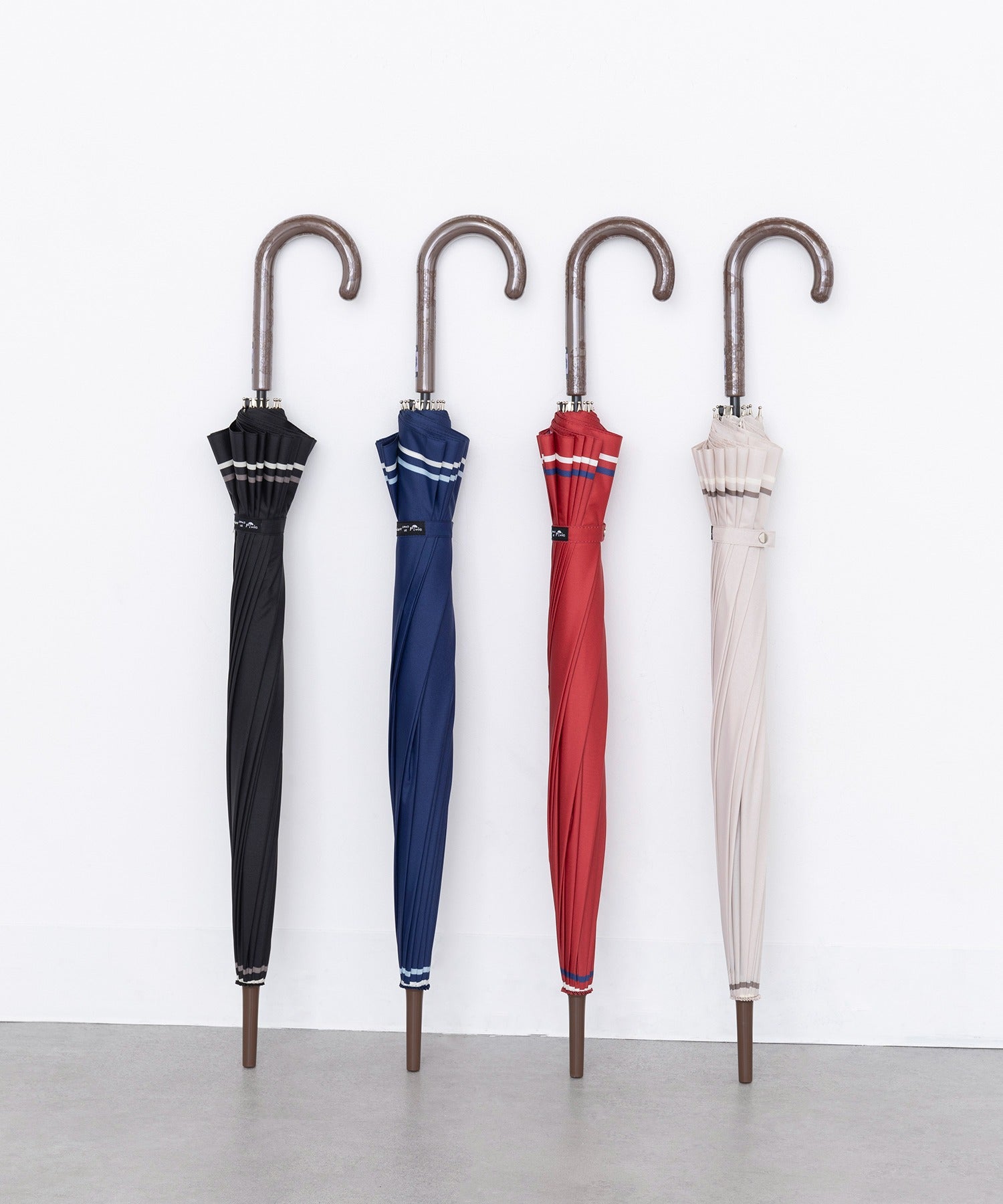 メゾンブリーズ MAISON BREEZE 55cm 16本骨傘 2線ボーダー柄 （レッド） レッド