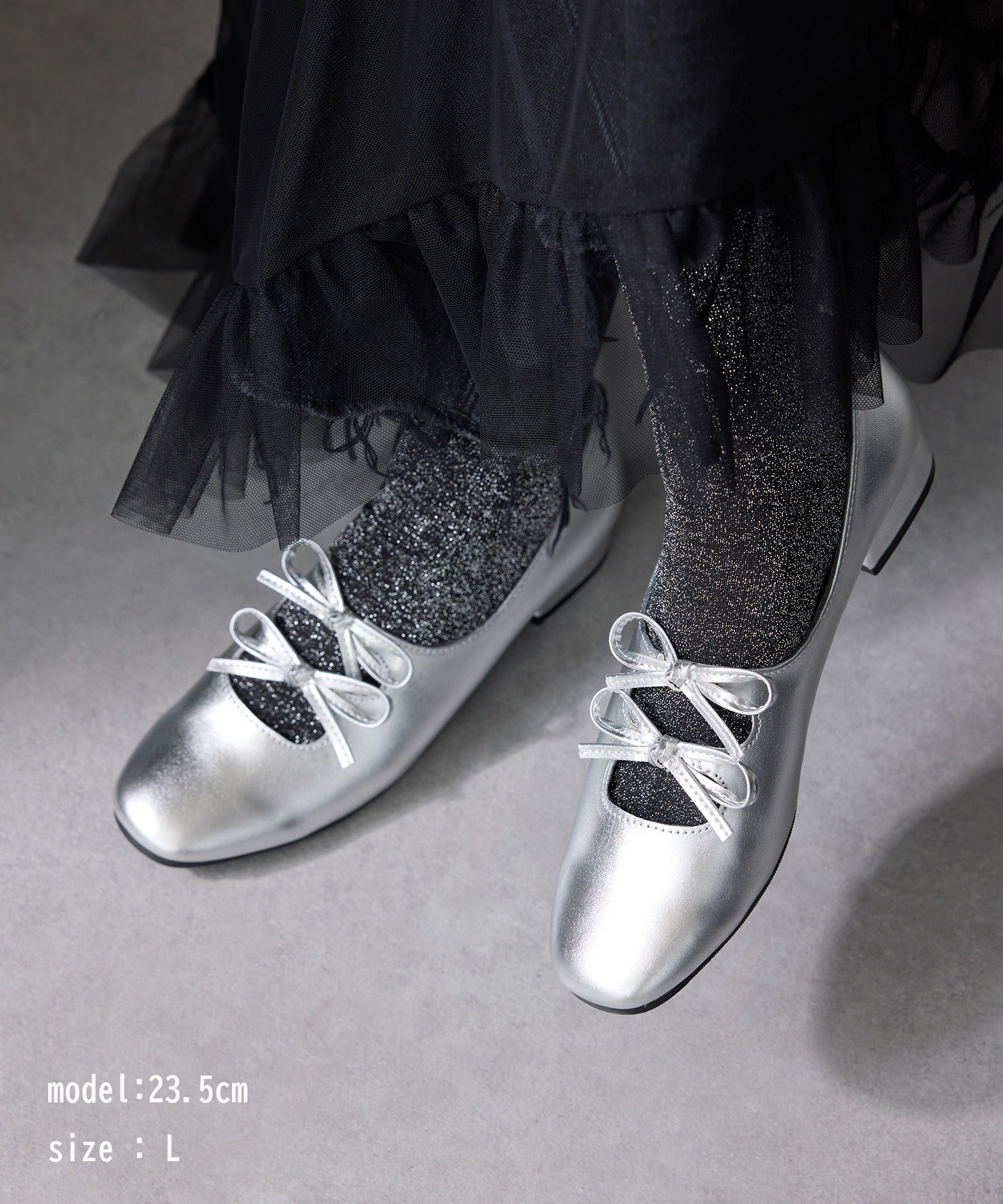 MAISON BREEZE reveur リボン パンプス シルバー ローヒール メタリック フラットシューズ シューズ 靴 エナメル （シルバー） シルバー