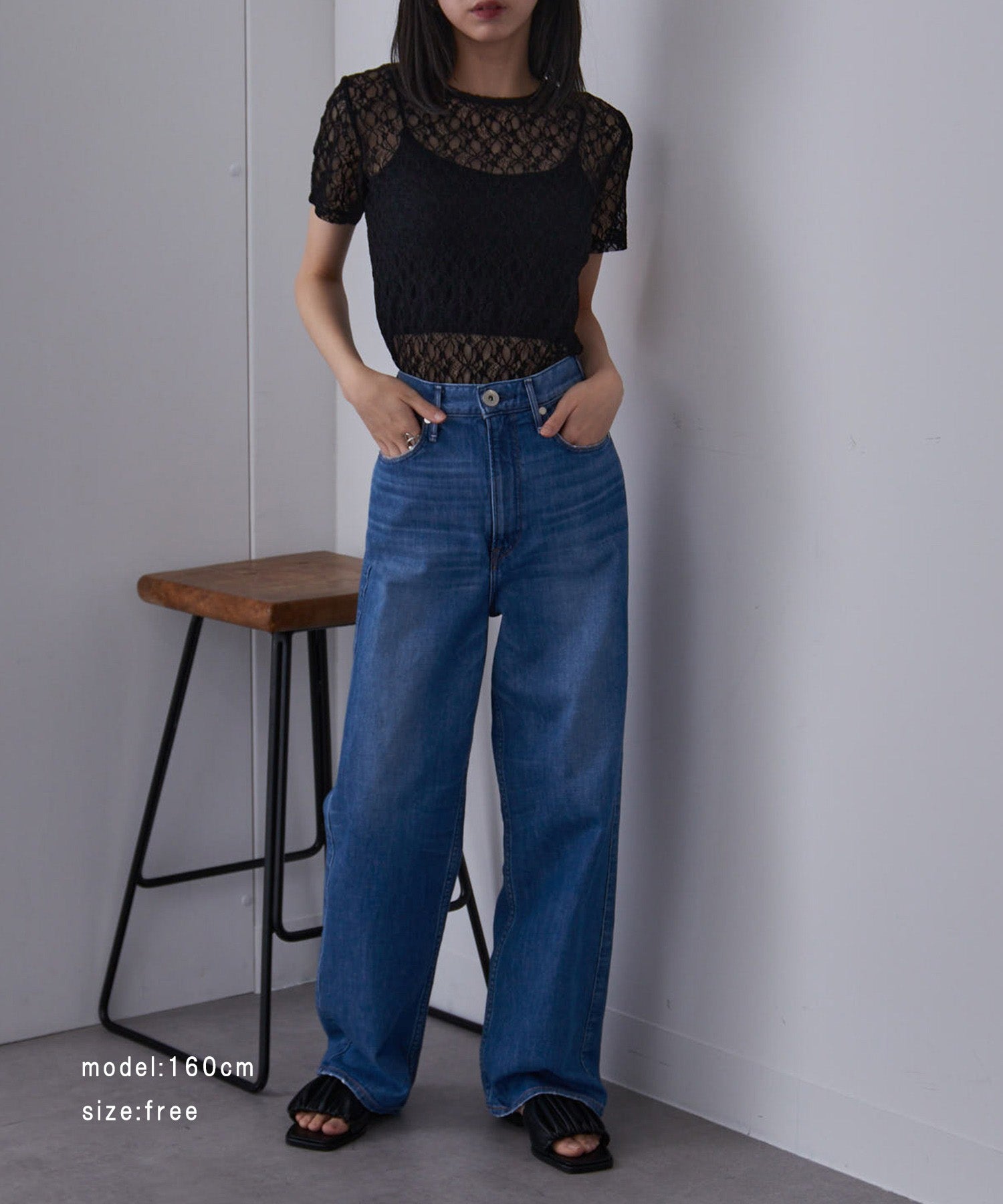 メゾンブリーズレヴール MAISON BREEZE reveur Flower lace T-shirt フラワーレースTシャツ （ブラック） ブラック