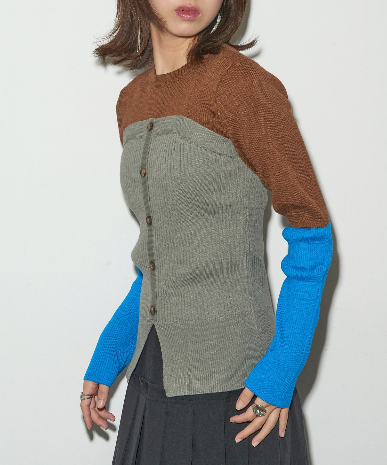 メゾンブリーズレヴール MAISON BREEZE reveur ビスチェドッキングリブニットプルオーバー trc （ブラウン） ブラウン