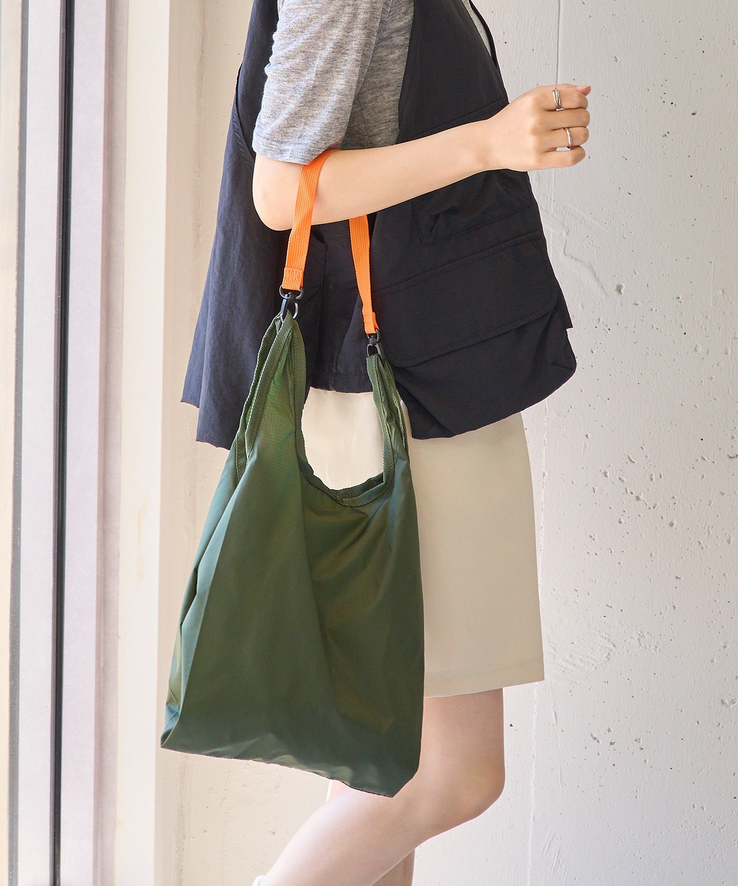 メゾンクラブ MAISON CLUB Ripstop Nylon 2way Shoulder Tote / リップストップナイロン2ウェイショルダートート （カーキ） カーキ