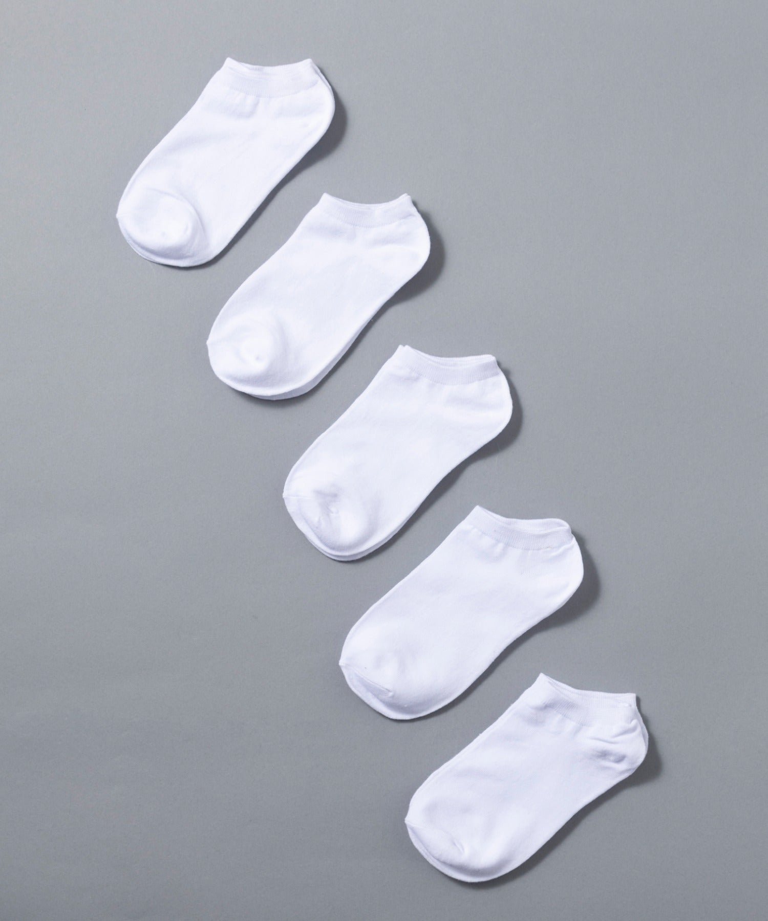 【SETUP7】5Pセット！23.0cm～27.0cmにも対応！フリーサイズストレッチスニーカーソックス KNF062,ホワイト