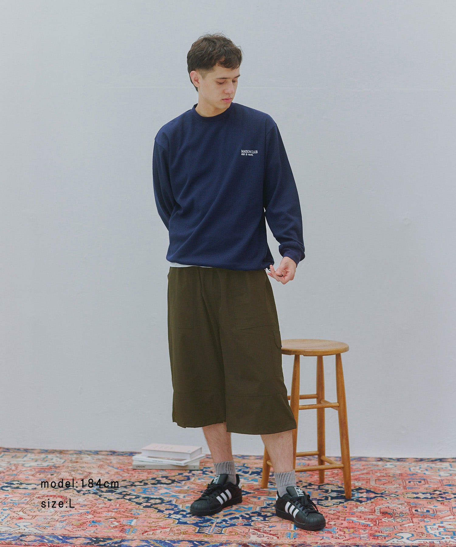 メゾンクラブ MAISON CLUB Odd Length Over Cargo Pants / 七分丈オーバーカーゴパンツ （カーキ） カーキ