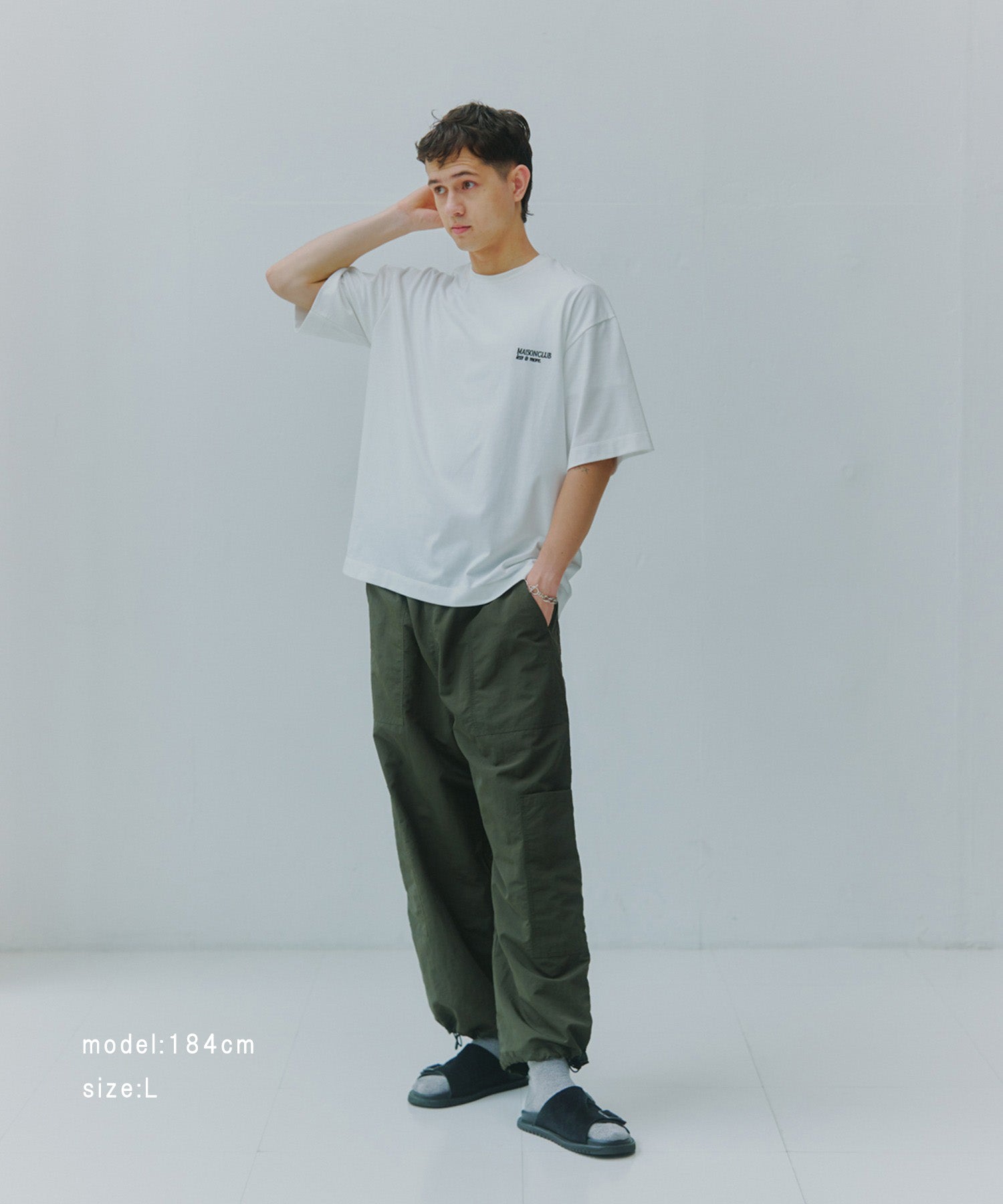 メゾンクラブ MAISON CLUB One Point Embroidery Tee / ワンポイント刺繍Tシャツ （ホワイト） ホワイト