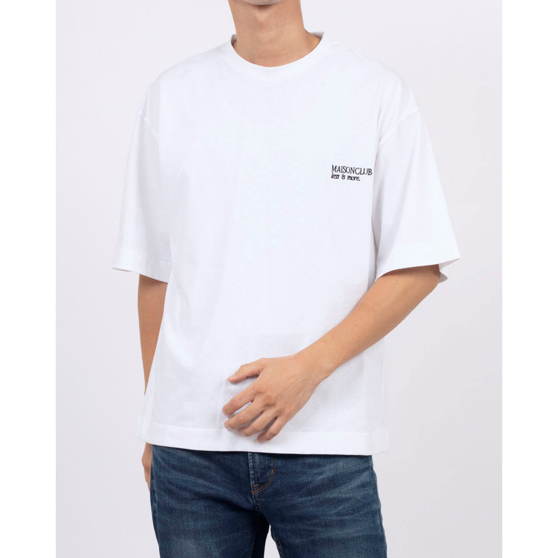 メゾンクラブ MAISON CLUB One Point Embroidery Tee / ワンポイント刺繍Tシャツ （ホワイト） ホワイト