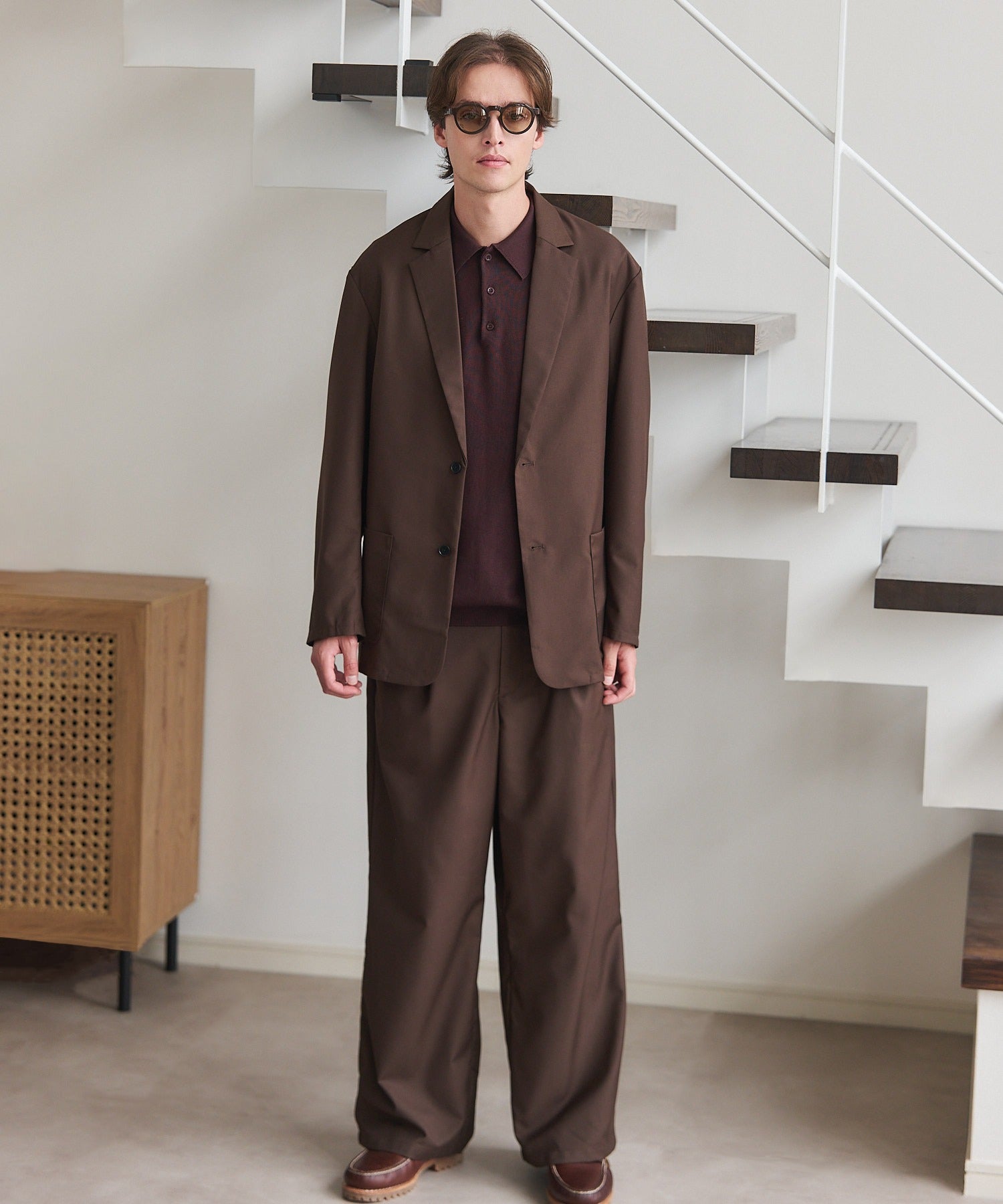 メゾンクラブ MAISON CLUB Everyday Twill Wide Tuck Pants / エブリデイツイルワイドタックパンツ （ブラウン） ブラウン