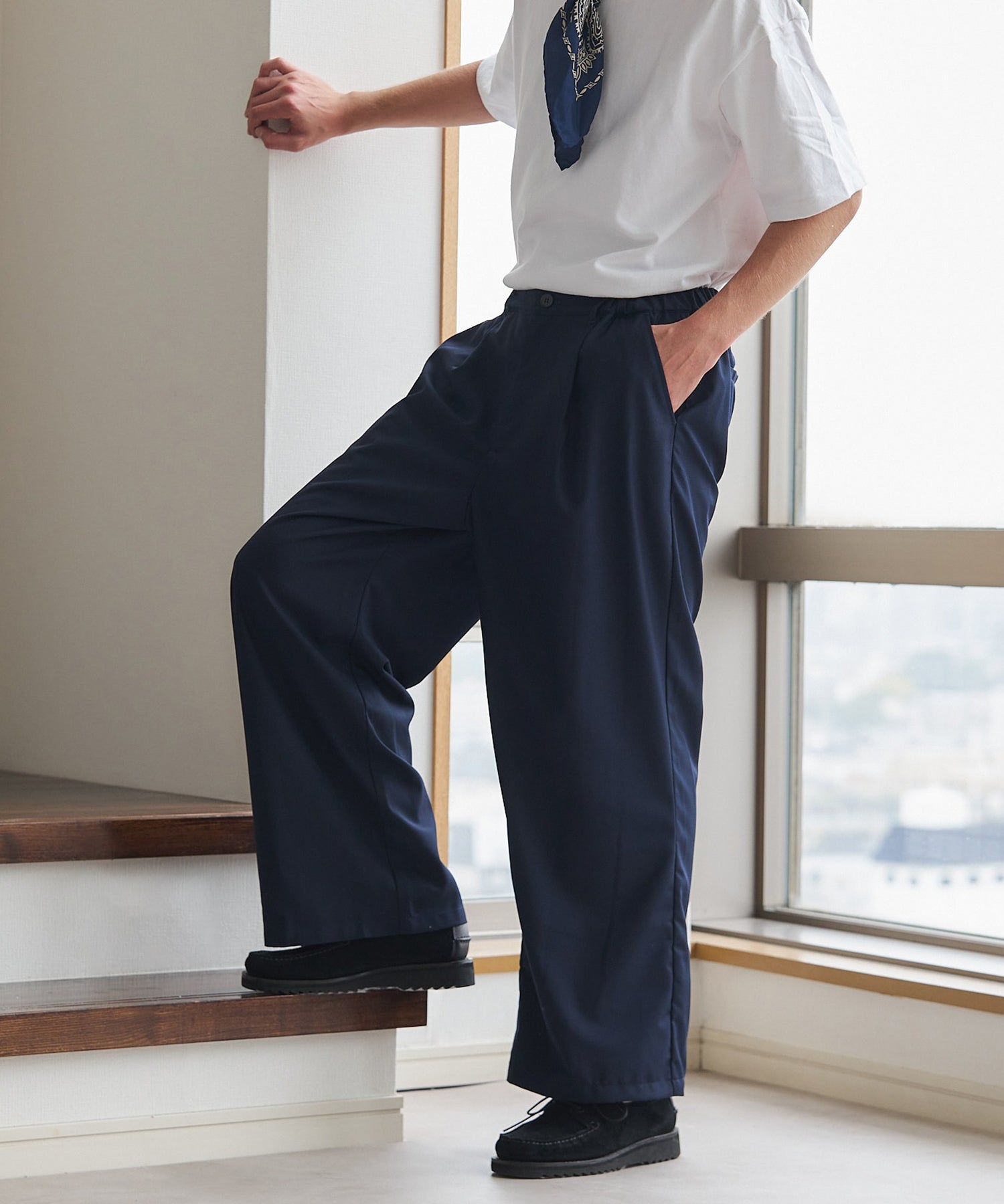 メゾンクラブ MAISON CLUB Everyday Twill Wide Tuck Pants / エブリデイツイルワイドタックパンツ （ネイビー） ネイビー