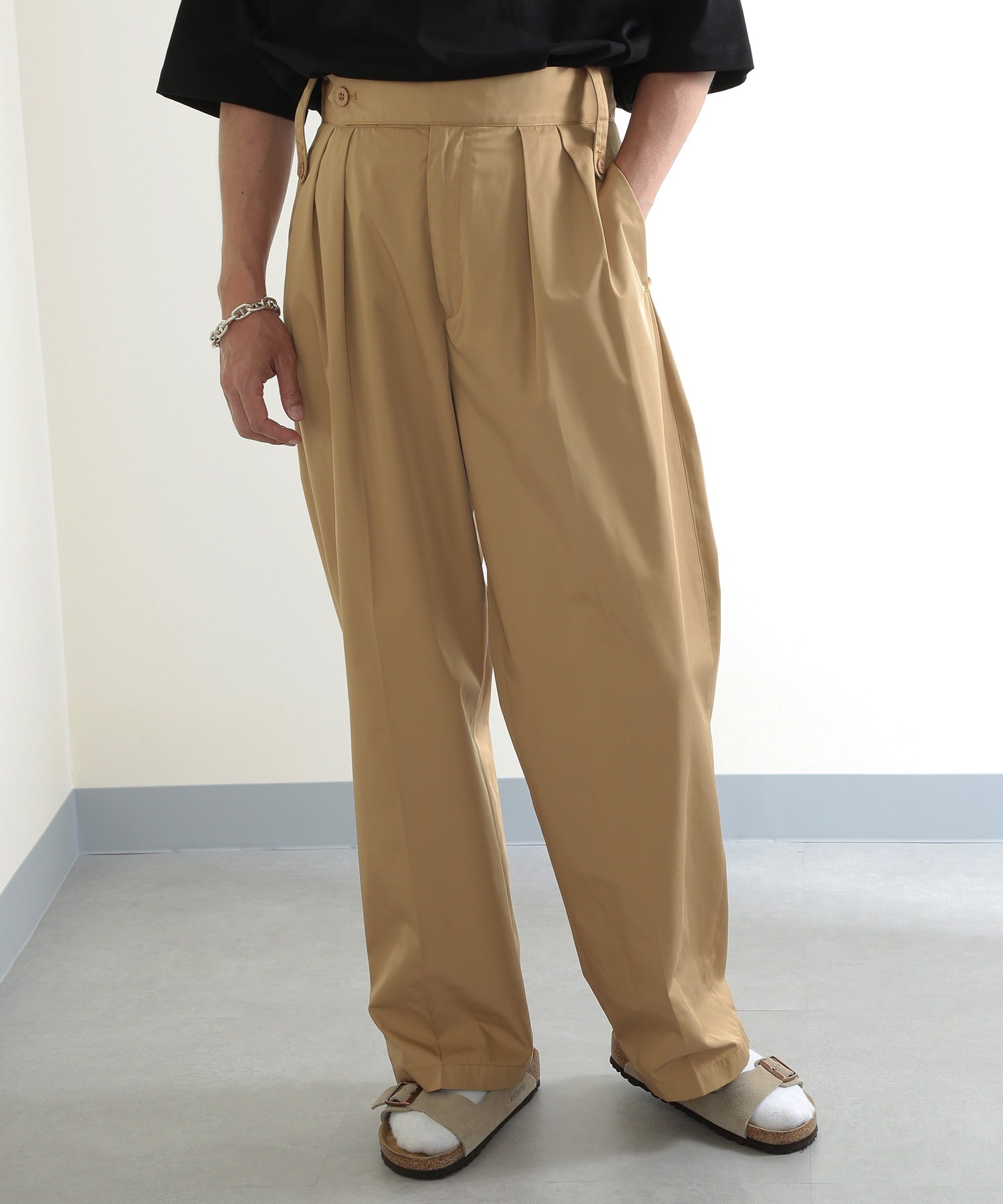 British 40’s Gurkha Pants ブリティッシュグルカパンツ タックパンツ ミリタリーパンツ ワイドパンツ 【MAISON CLUB】,ベージュ