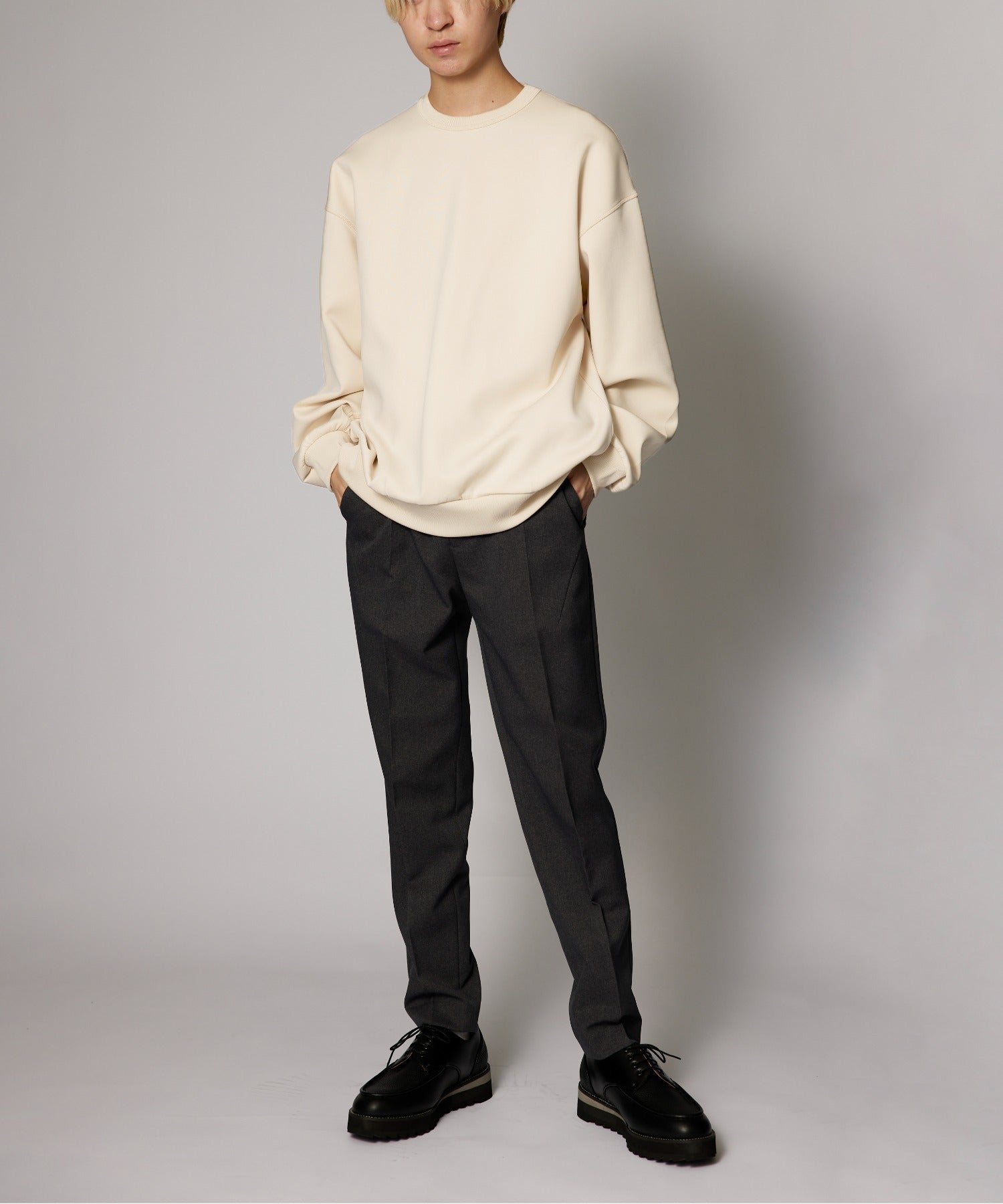 【SETUP7】ESSENTIALS Super smooth cardboard sweater ダンボールスウェット トレーナー スウェット 長袖 （ブラック） ブラック
