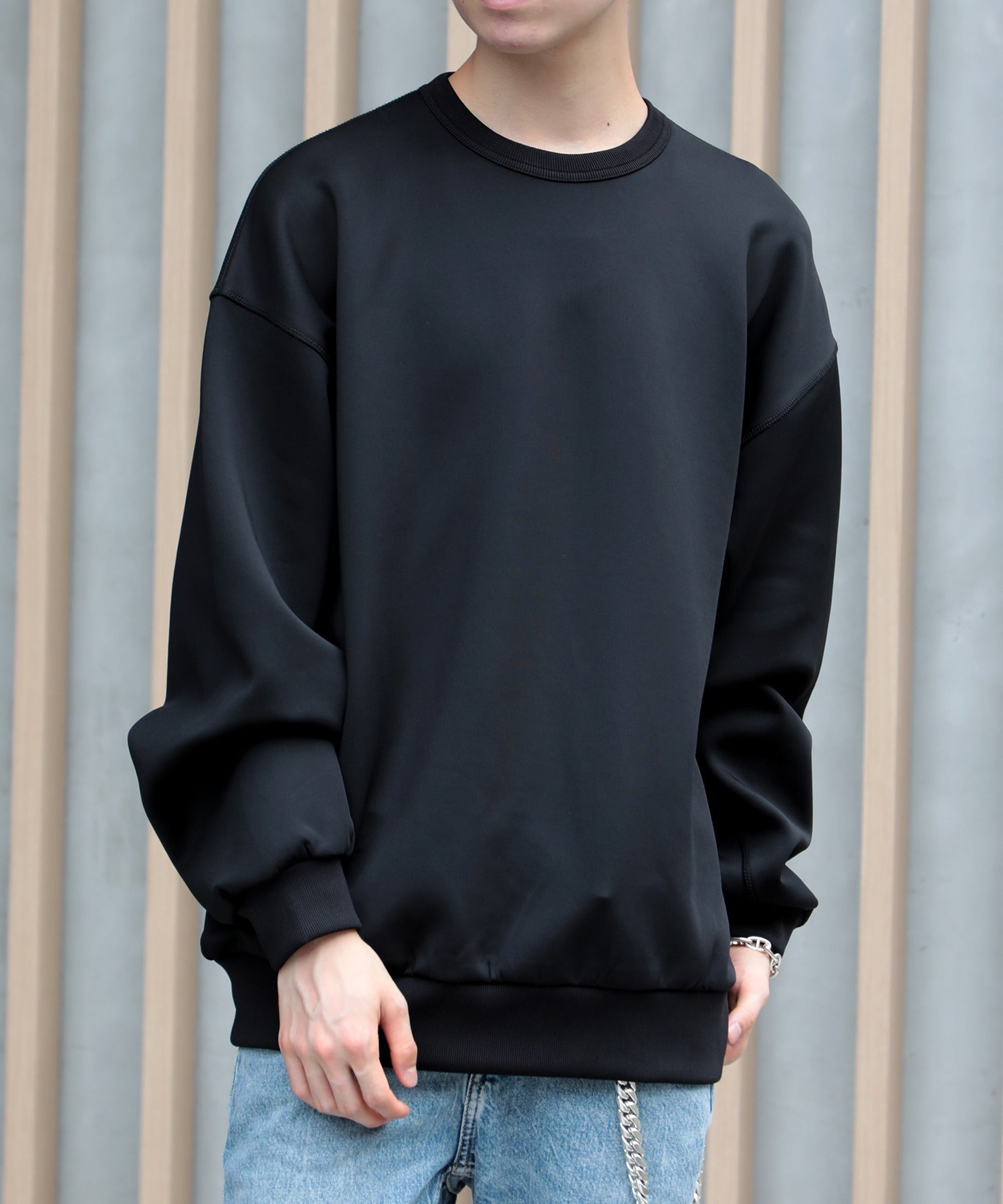 【SETUP7】ESSENTIALS Super smooth cardboard sweater ダンボールスウェット トレーナー スウェット 長袖 （ブラック） ブラック