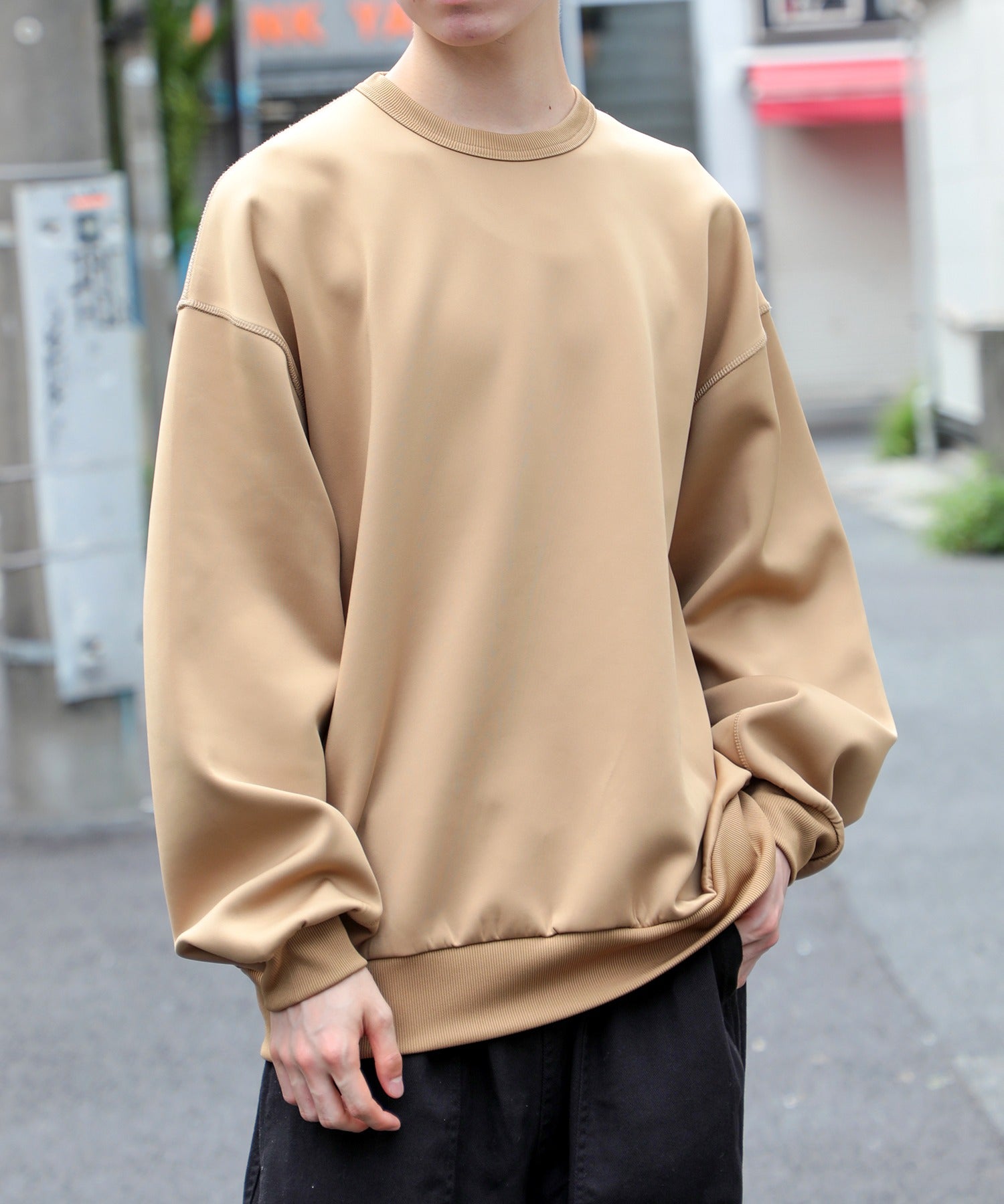 【SETUP7】ESSENTIALS Super smooth cardboard sweater ダンボールスウェット トレーナー スウェット 長袖 （ベージュ） ベージュ