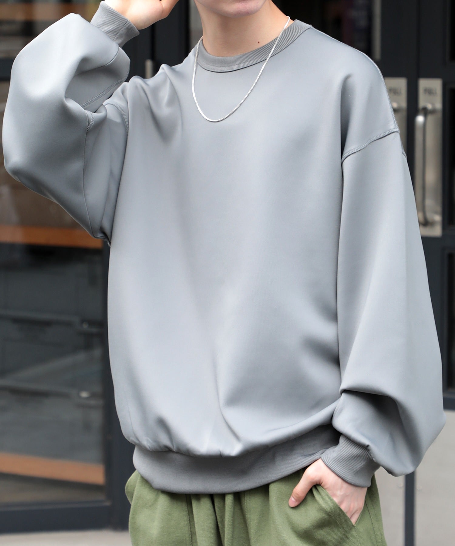 【SETUP7】ESSENTIALS Super smooth cardboard sweater ダンボールスウェット トレーナー スウェット 長袖 （グレー） グレー