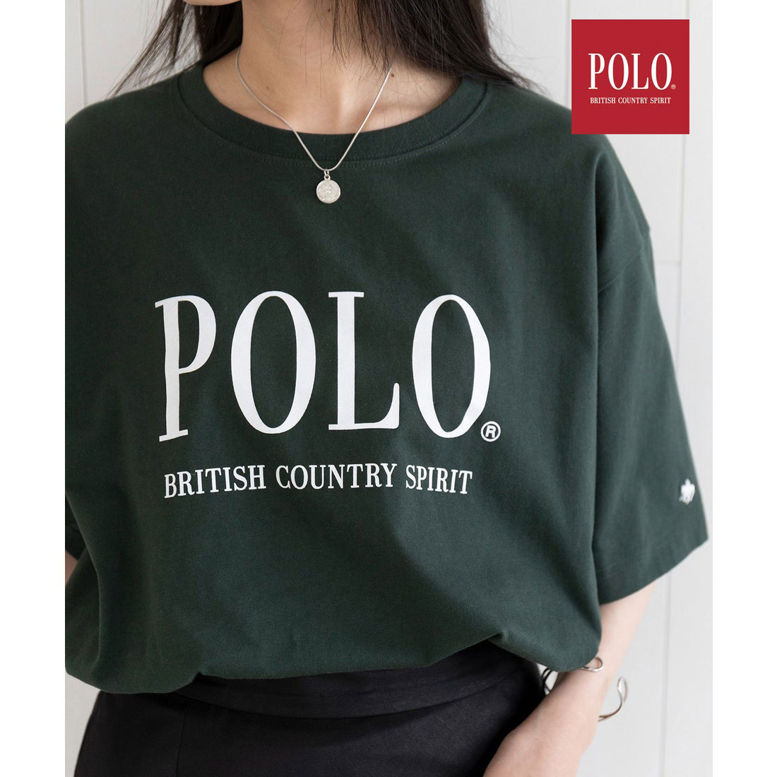 ポロ ビーシーエス POLO BCS USコットン オーバーサイズ POLO ロゴプリントT ユニセックス 半袖 クルーネック （GRN） GRN