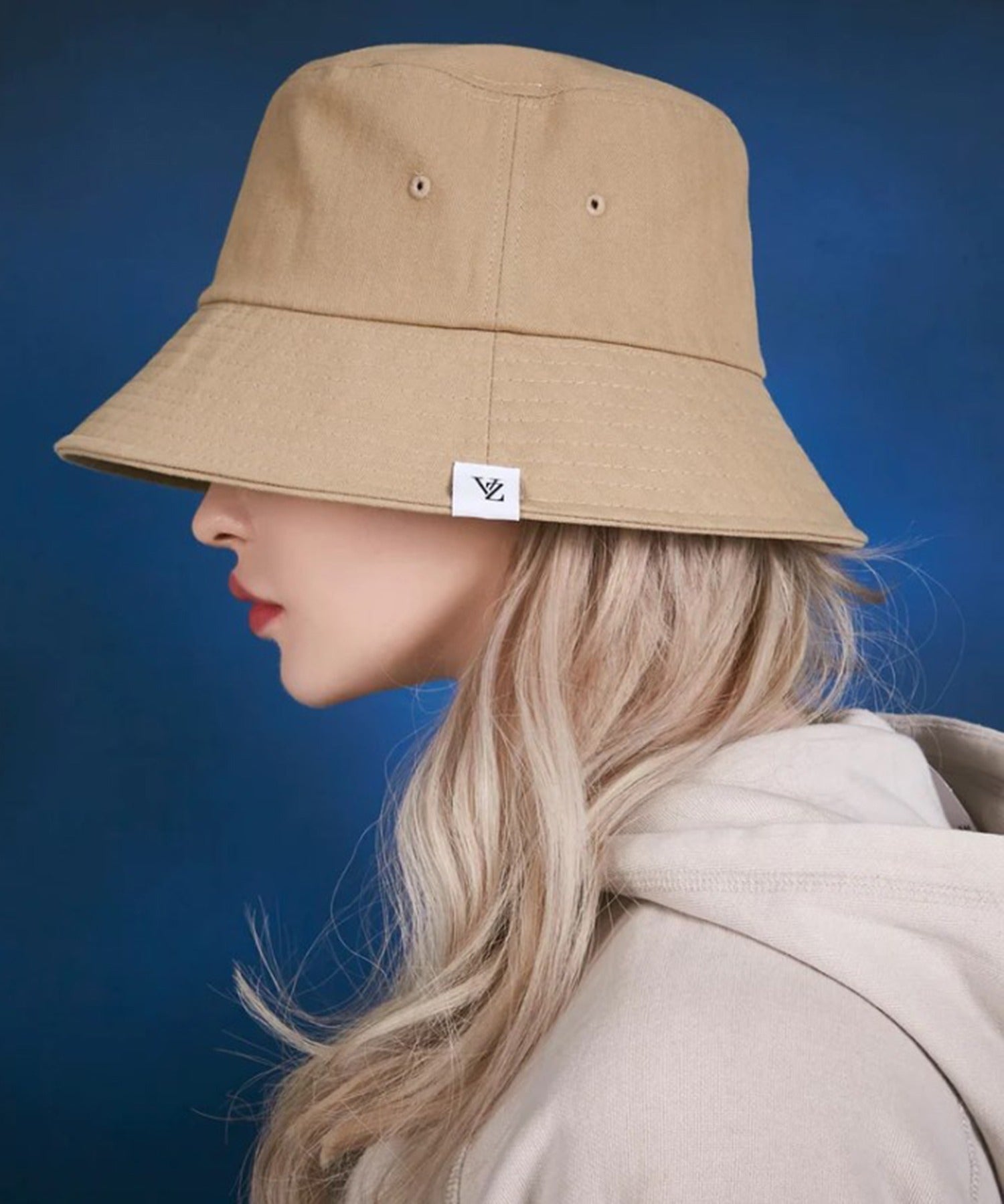Bazar VARZAR Herringbone label bucket hat beige bucket hat bokeh hat hat