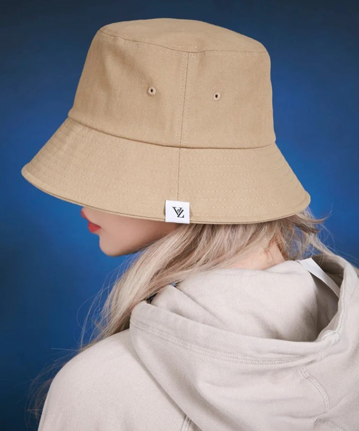 Bazar VARZAR Herringbone label bucket hat beige bucket hat bokeh hat hat