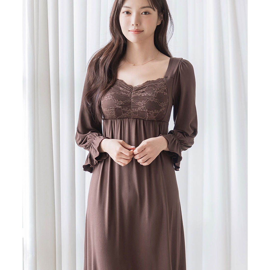 兩個Hatcht tu-Hacci << laxia sleep >>夜brawan片長袖長長度長度[夜胸罩整合類型]