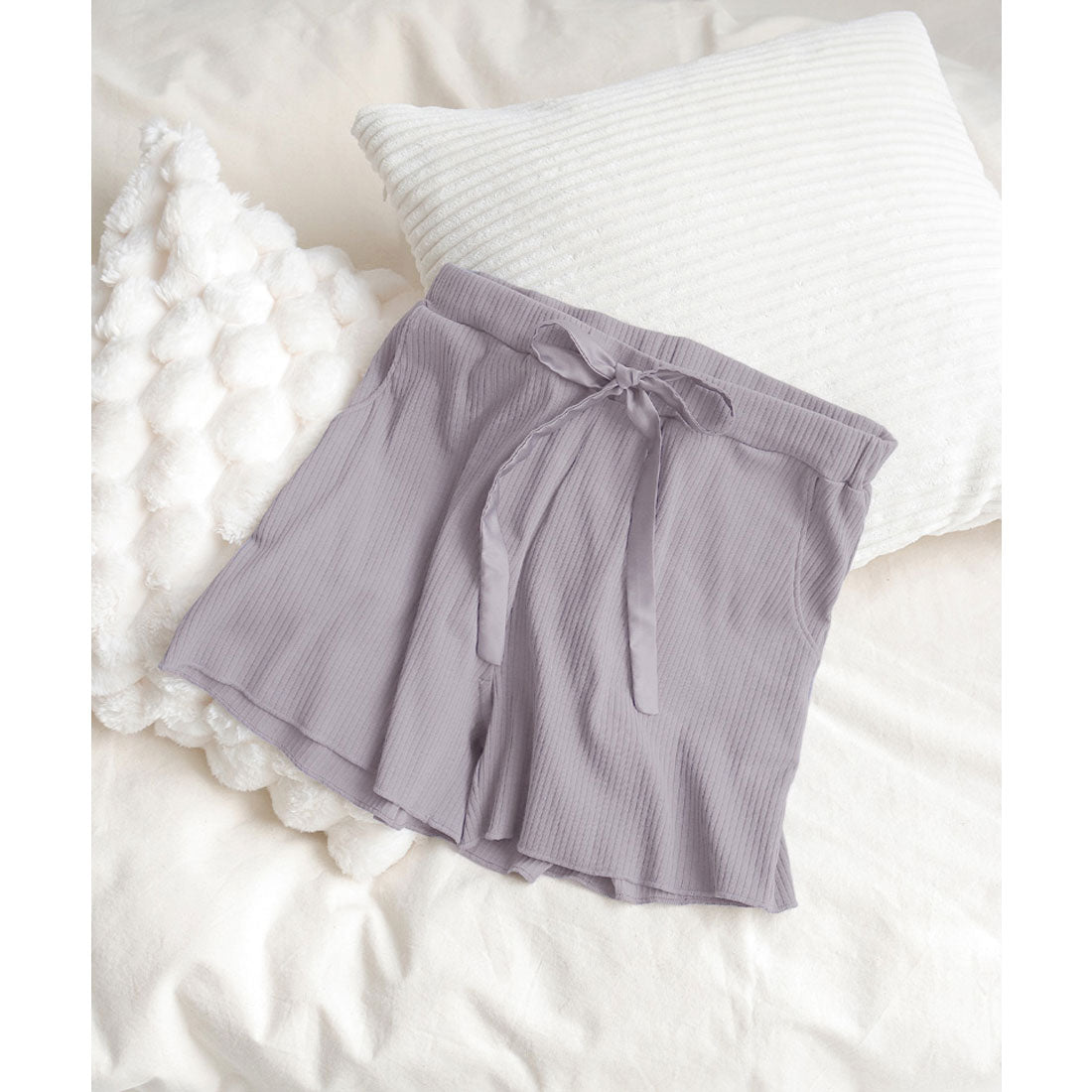 ツーハッチ tu-hacci 《ブラモネ for relax》リブレースキャミお揃いショートパンツ （モーヴグレー） モーヴグレー