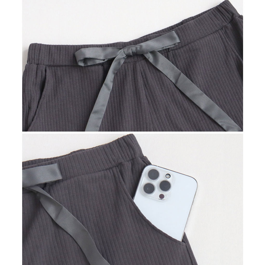 ツーハッチ tu-hacci 《ブラモネ for relax》リブレースキャミお揃いショートパンツ （モーヴグレー） モーヴグレー